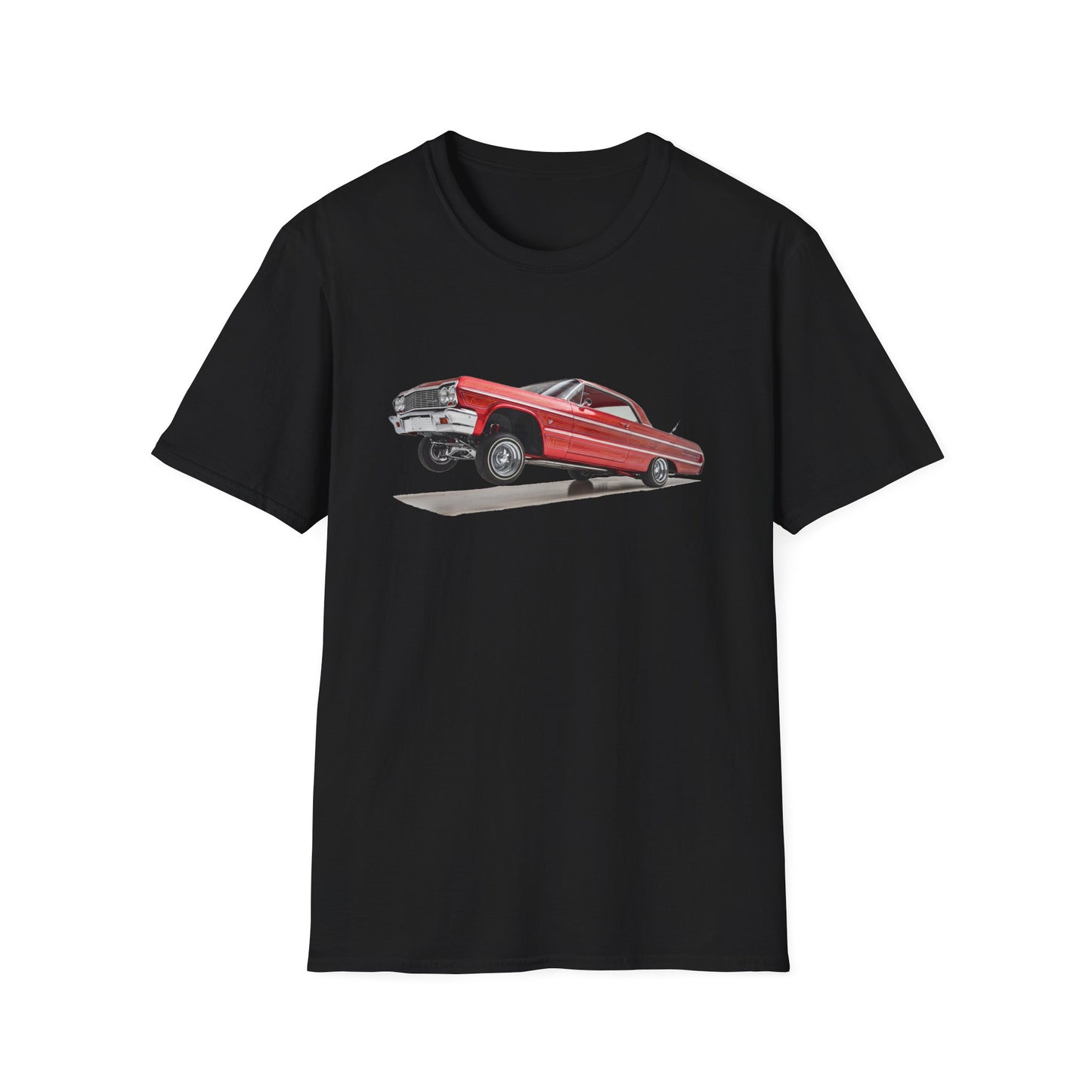 1964 Chevy Impala Hydraulics Lowrider Hoppin' graphic T-Shirt - Old School Hip Hop Cholo Art Tee Design - Chicano Car Club Graphic Tee