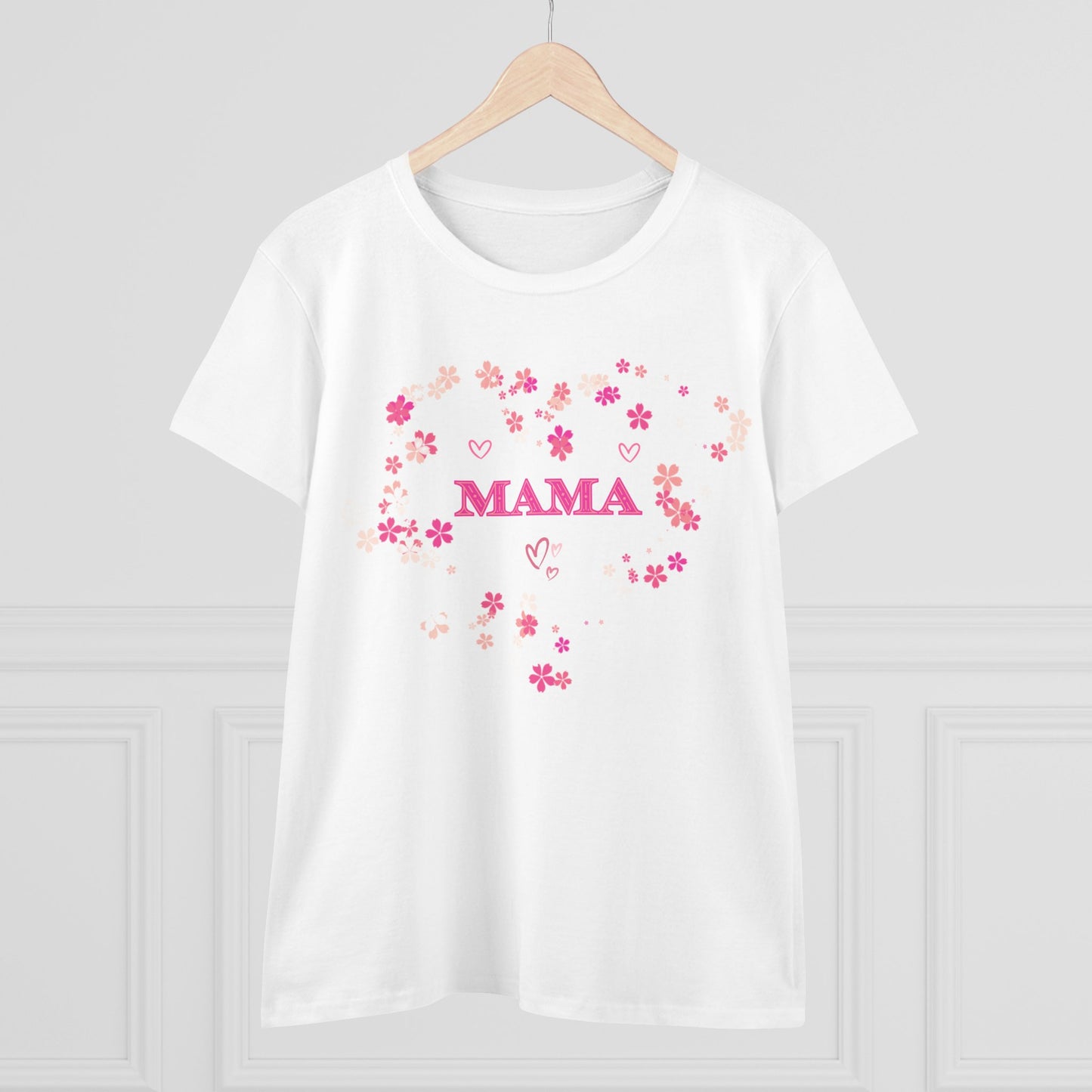 Floral Mama Women's Tee, Mother's Day Shirt, Heart Print Shirt, Mom Gift Shirt, Motherhood Tee, Mom Gift, MAMA Pride Shirt