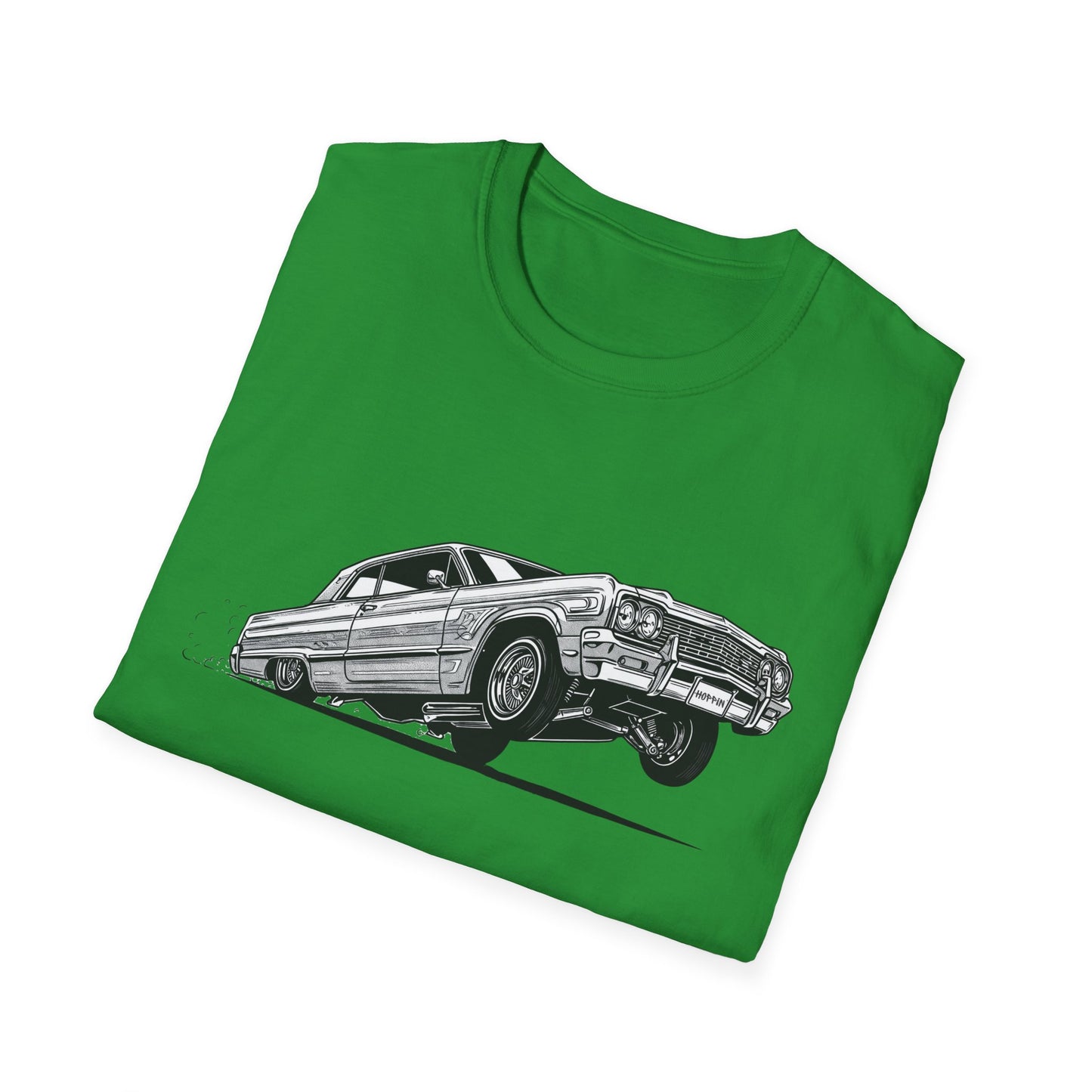 1964 Chevy Impala Hydraulics Lowrider Ink Drawing T-Shirt - Old School Hip Hop Cholo Art Tee Design - Chicano Car Club Graphic Tee