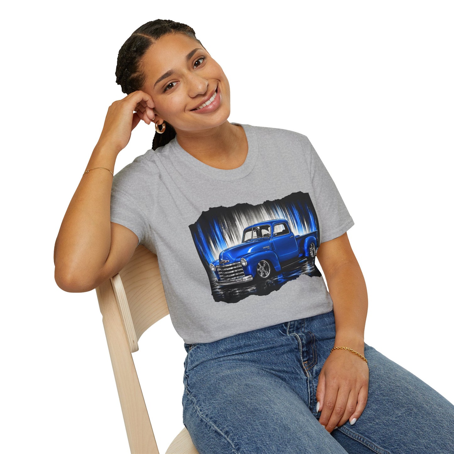 Vintage Truck Shirt, Blue Pickup Truck Tee, Classic Truck Graphic Shirt, Truck Enthusiast Gift, Retro Auto Unisex Tee