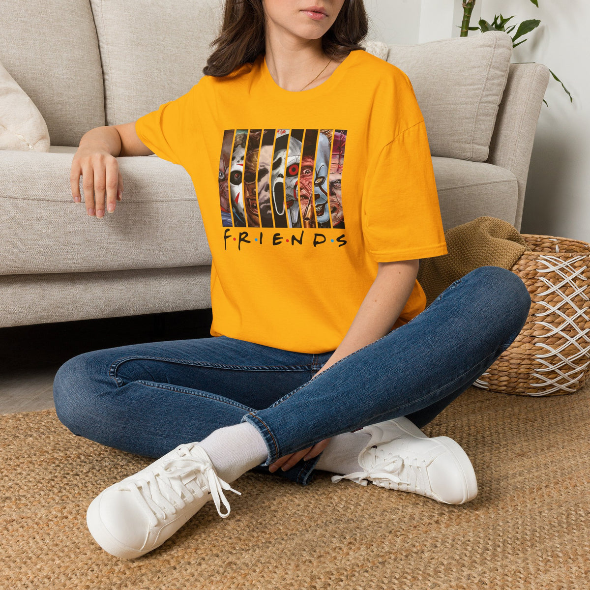Horror Movie Villains Halloween Friends Softstyle T-Shirt, Scary Movie Tee, Halloween Shirt, Horror Movie Fan Gift, Horror Movie Characters