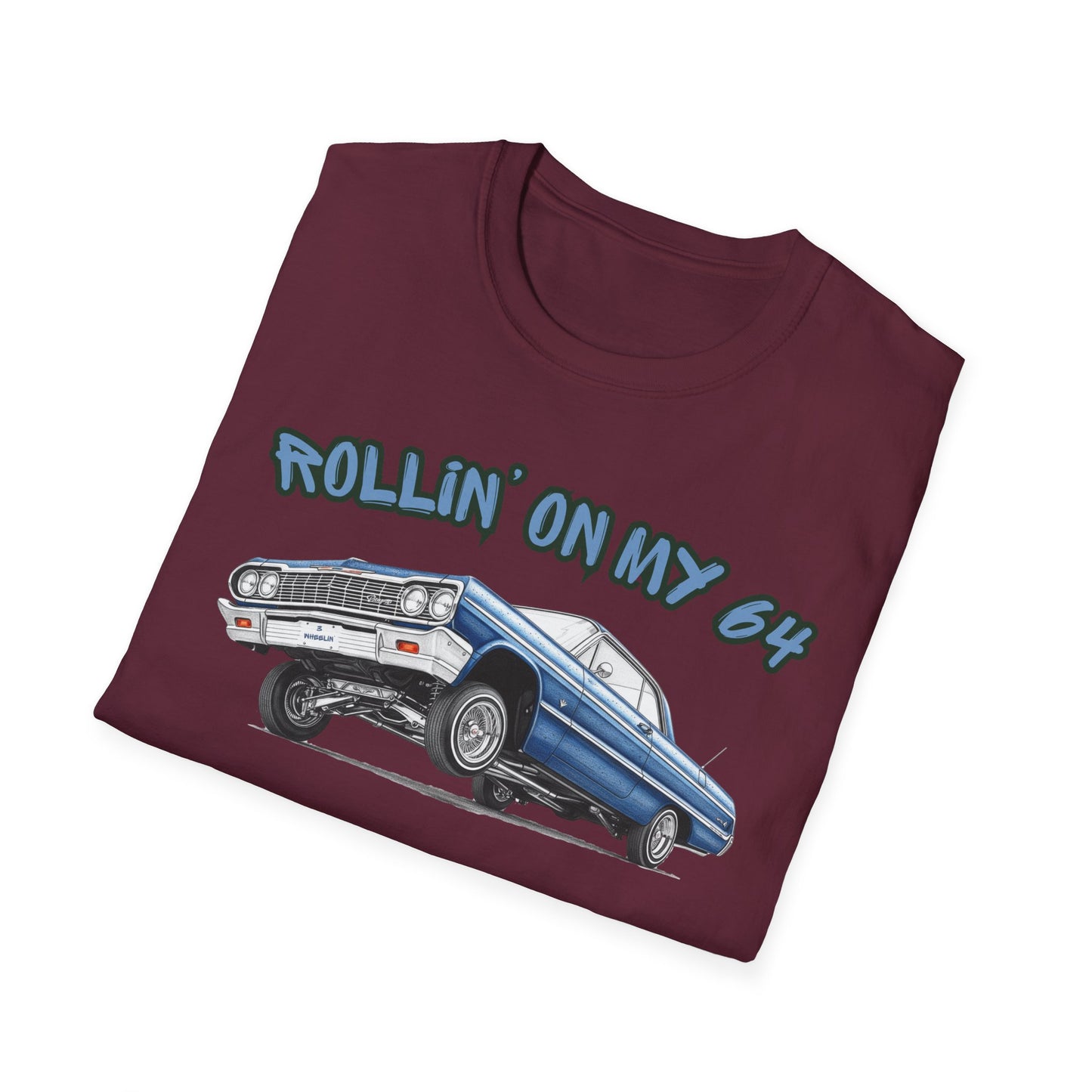 Lowrider Shirt, Rollin On My 64 Tee, Classic Car Graphic Shirt, Vintage Car Enthusiast Gift, Retro Auto Unisex Tee