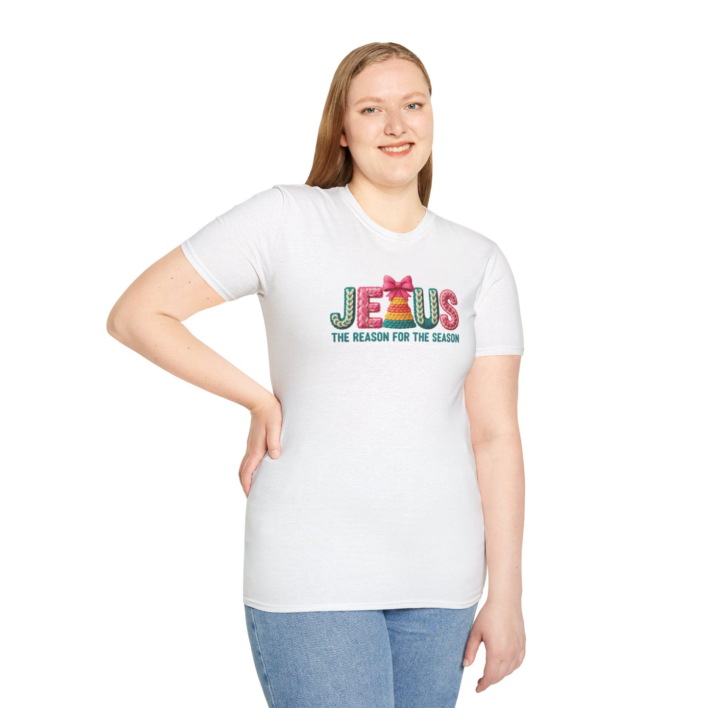 Jesus Christmas T-Shirt – The Reason for the Season Tee, Faith Christian Holiday Shirt with Bow Design