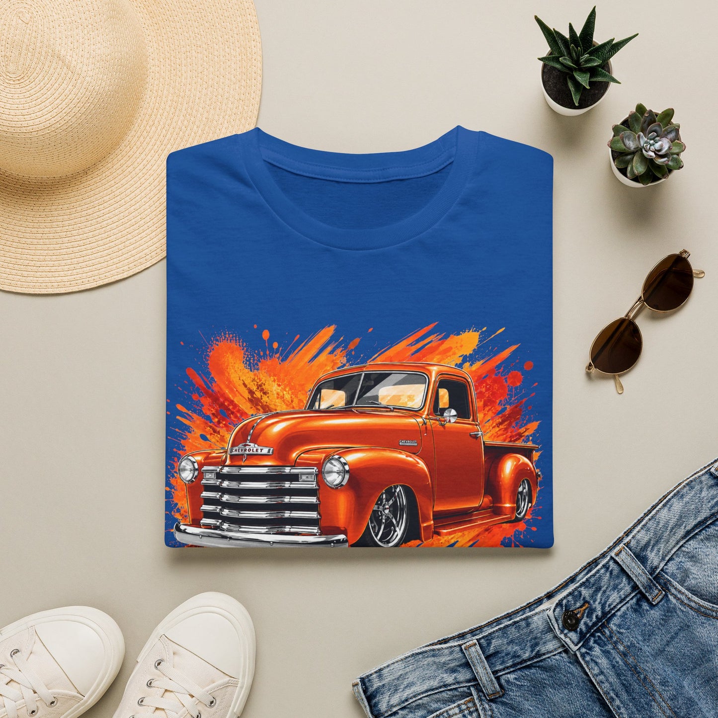 Orange Classic Truck T-Shirt, Vintage Pickup Graphic Tee, Custom Truck Shirt for Car Lovers