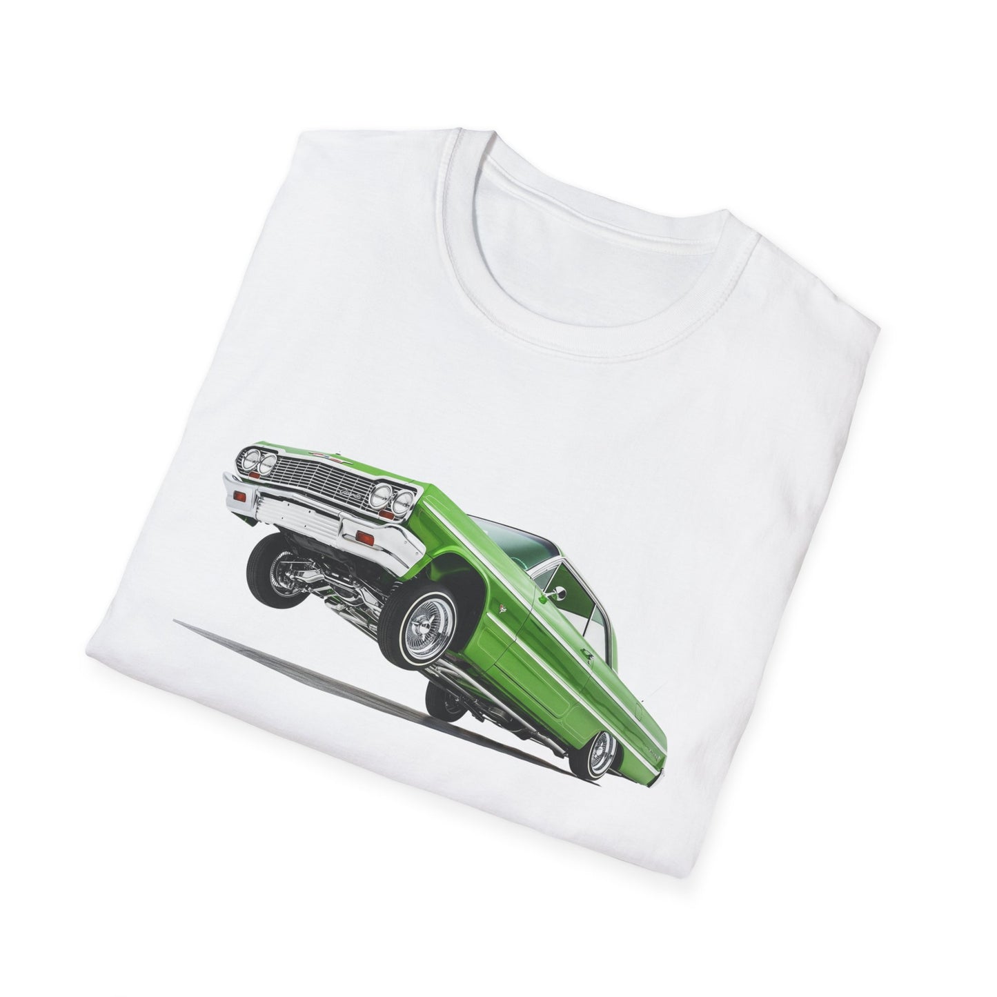 1964 Chevy Impala Hydraulics Lowrider Hoppin' Ink Drawing T-Shirt - Old School Hip Hop Cholo Art Tee Design - Chicano Car Club Graphic Tee