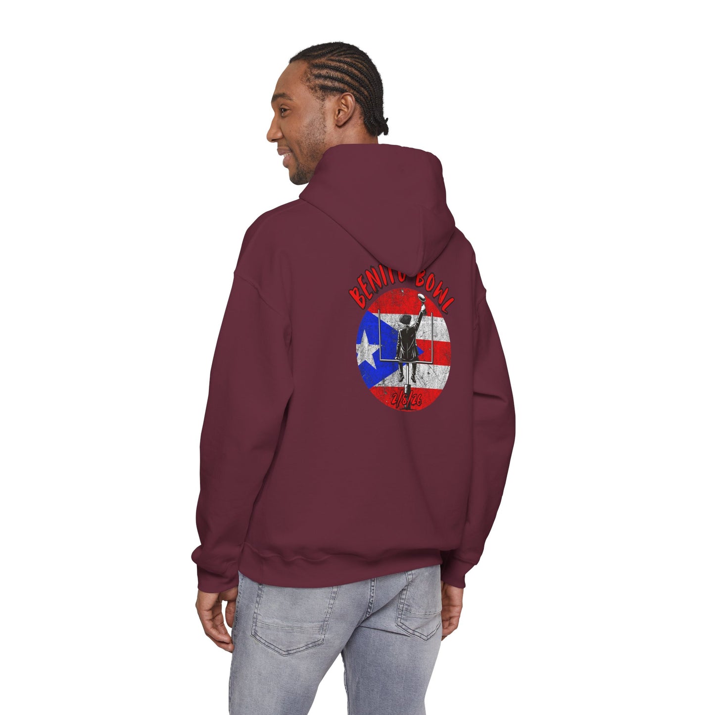 Benito Bowl 2/8/26 Hoodie – Puerto Rico Heritage, Boricua Pride Football Benito Fan Hoodie
