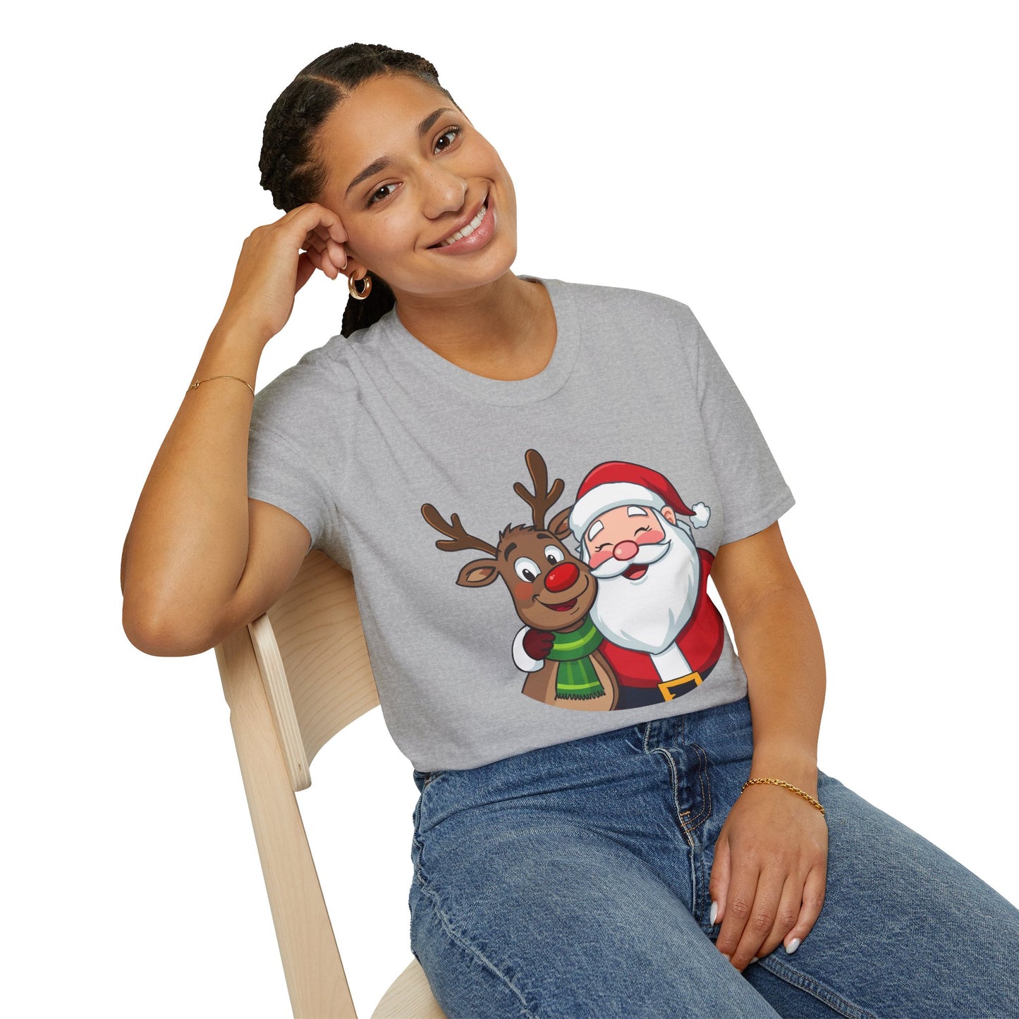 Smiling Santa and Rudolph Shirt, Family Christmas Shirts, Christmas T Shirt, Holiday Shirt, Cute Xmas Shirt for the family, Holiday Gift