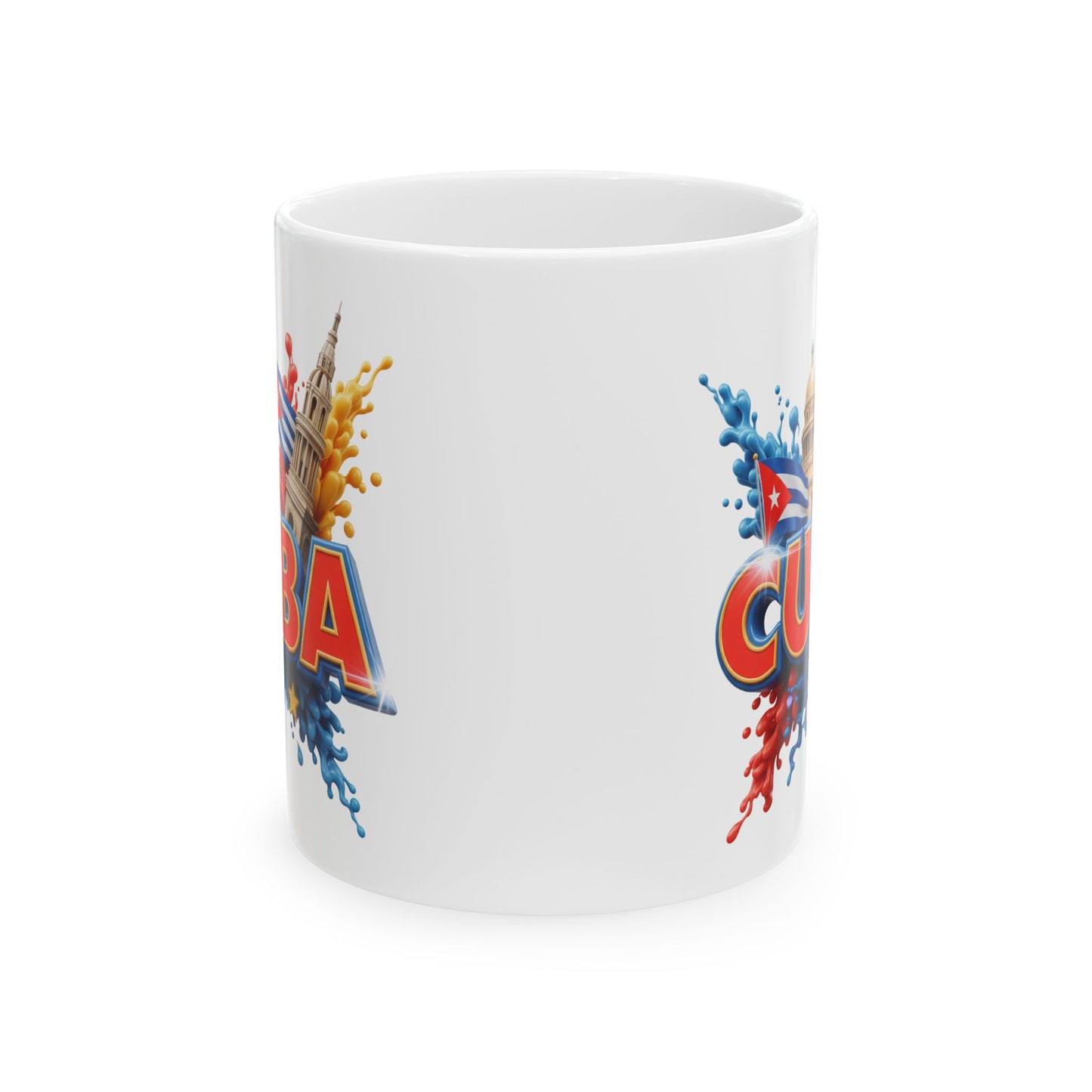 Colorful Cuban Flag Ceramic Mug, 11oz 15oz - Vibrant Cuba Souvenir Coffee Cup, Patriotic Tea Mug, Cuban American Gift, Kitchen Decor