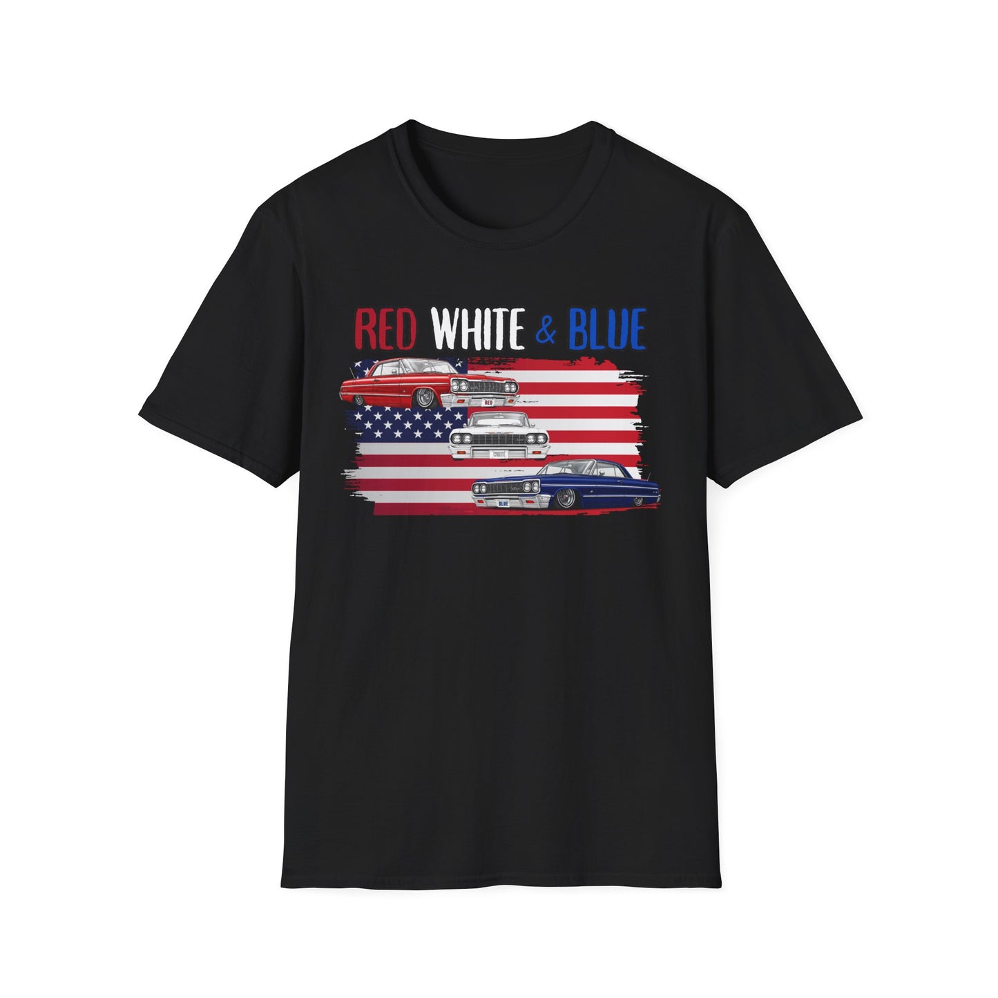 Patriotic Lowrider Shirt, Red White and Blue Car Tee, Classic Car Shirt, 4th of July Car Lover Gift, Unisex Auto Tee