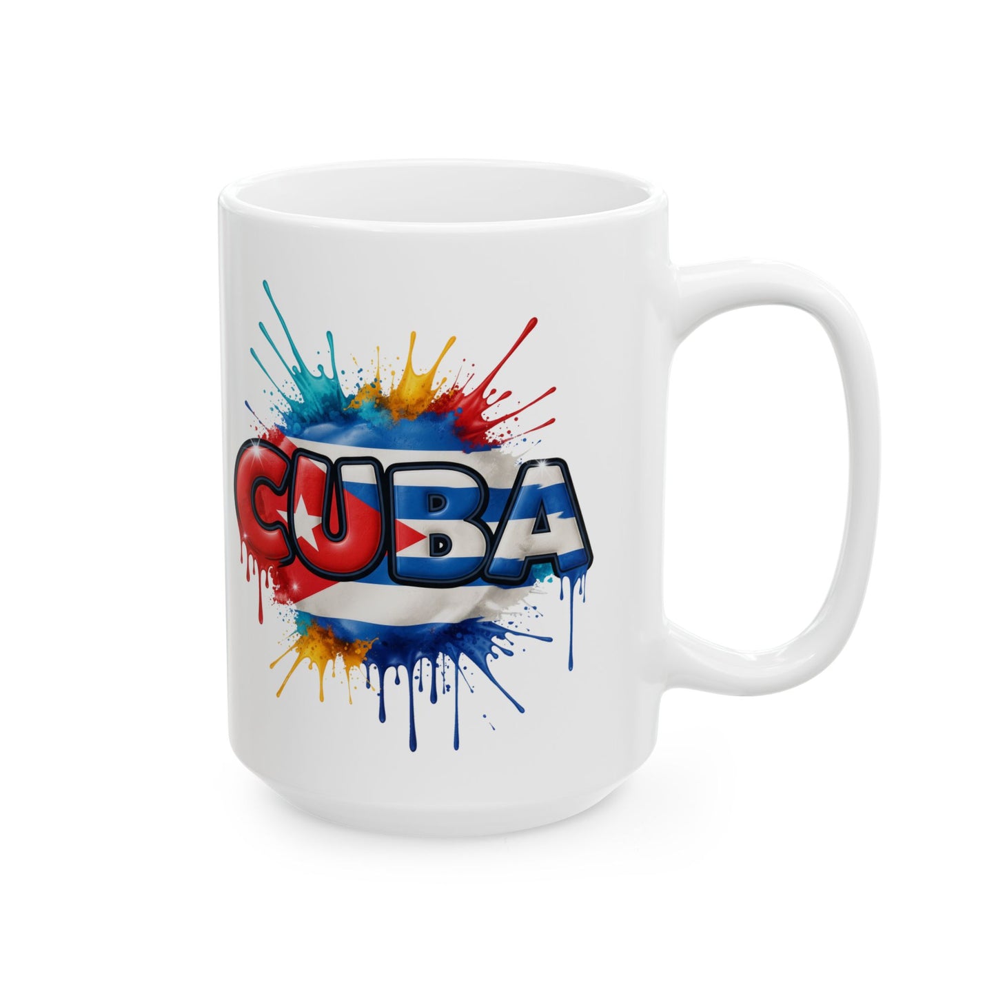 Colorful Cuban Flag Ceramic Mug, 11oz 15oz - Vibrant Cuba Souvenir Coffee Cup, Patriotic Tea Mug, Cuban American Gift, Kitchen Decor