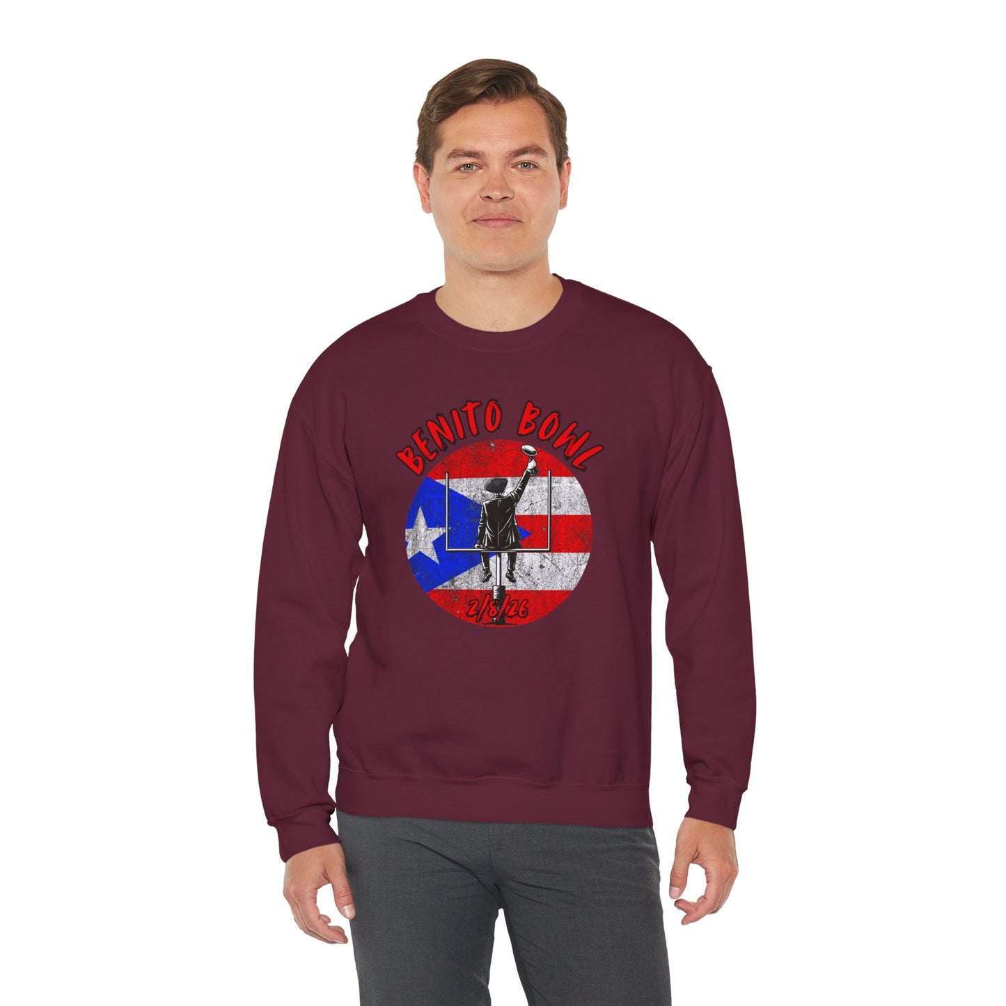 Benito Bowl 2/8/26 Sweatshirt – Puerto Rico Heritage, Boricua Pride Football Fan Sweatshirt