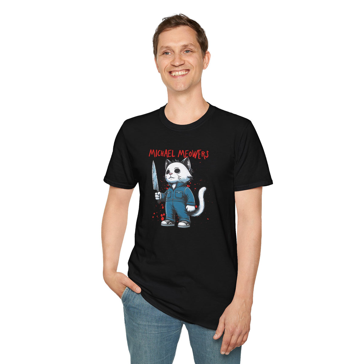 Michael Meowers Halloween Funny Cat T-Shirt, Scary Movie Tee, Halloween Cat Shirt, Horror Movie Cat Fan Gift, Horror Movie Character