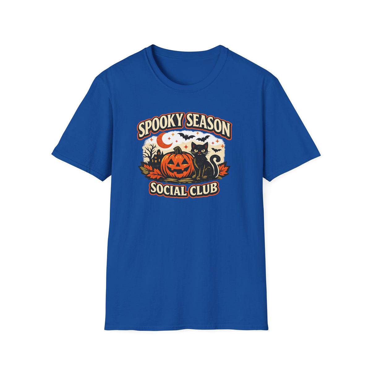 Halloween Black Cat Shirt, Spooky Season Social Club Tee, Pumpkin Cat T-Shirt, Cute Halloween Shirt, Fall Graphic Tee