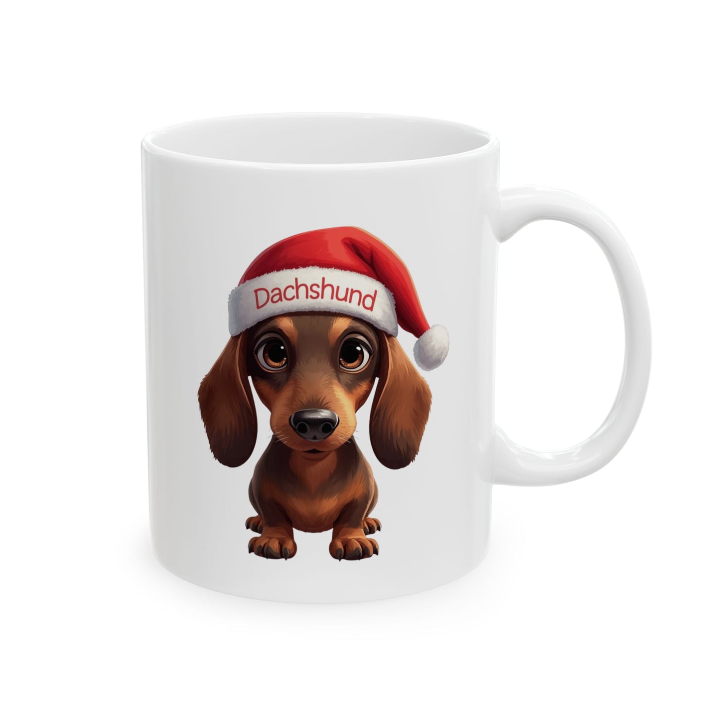 Dachshund Holiday Portrait Mug – Cute Holiday Coffee Cup, Festive Dachshund Ceramic Mug, Christmas Gift Idea (11oz/15oz)