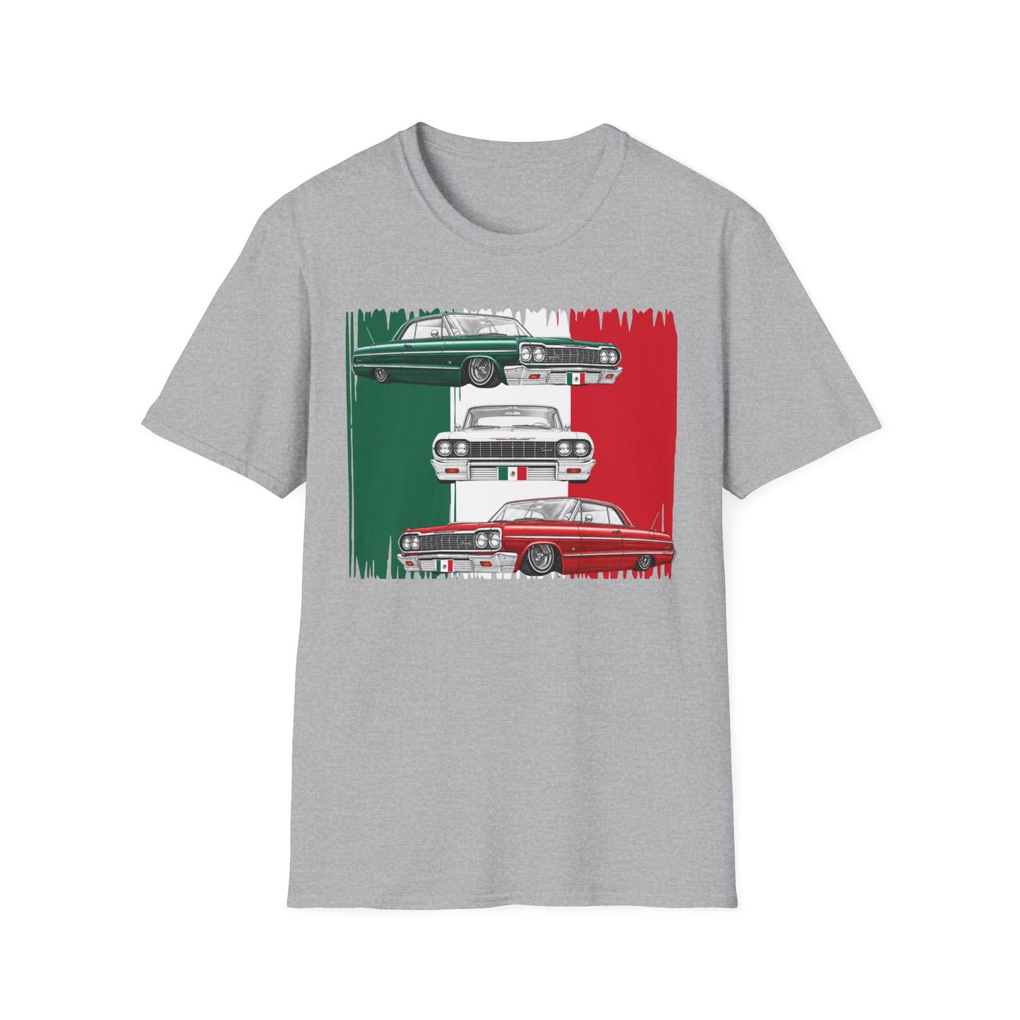 Lowrider Shirt, Mexican Flag Classic Car Tee, Vintage Car Graphic Shirt, Car Enthusiast Gift, Retro Auto Unisex Tee