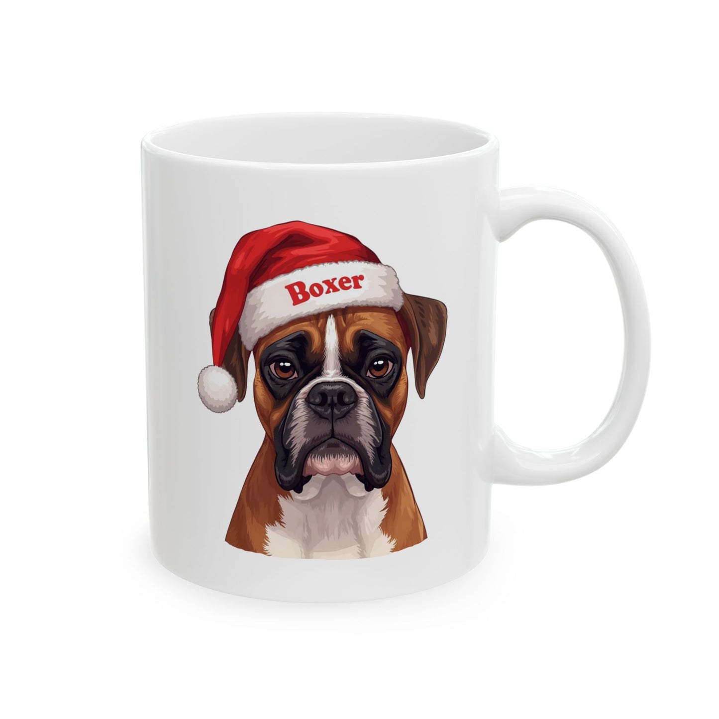 Boxer Holiday Portrait Mug – Cute Holiday Coffee Cup, Festive Boxer Ceramic Mug, Christmas Gift Idea (11oz/15oz)