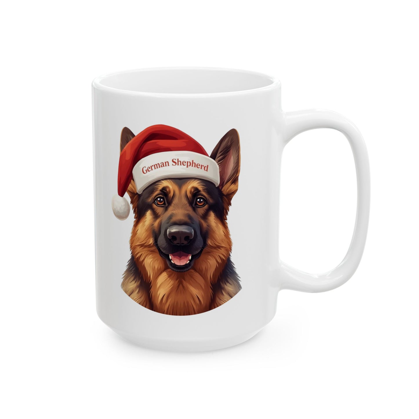 German Shepherd Holiday Portrait Mug – Cute Holiday Coffee Cup, Festive German Shepherd Ceramic Mug, Christmas Gift Idea (11oz/15oz)
