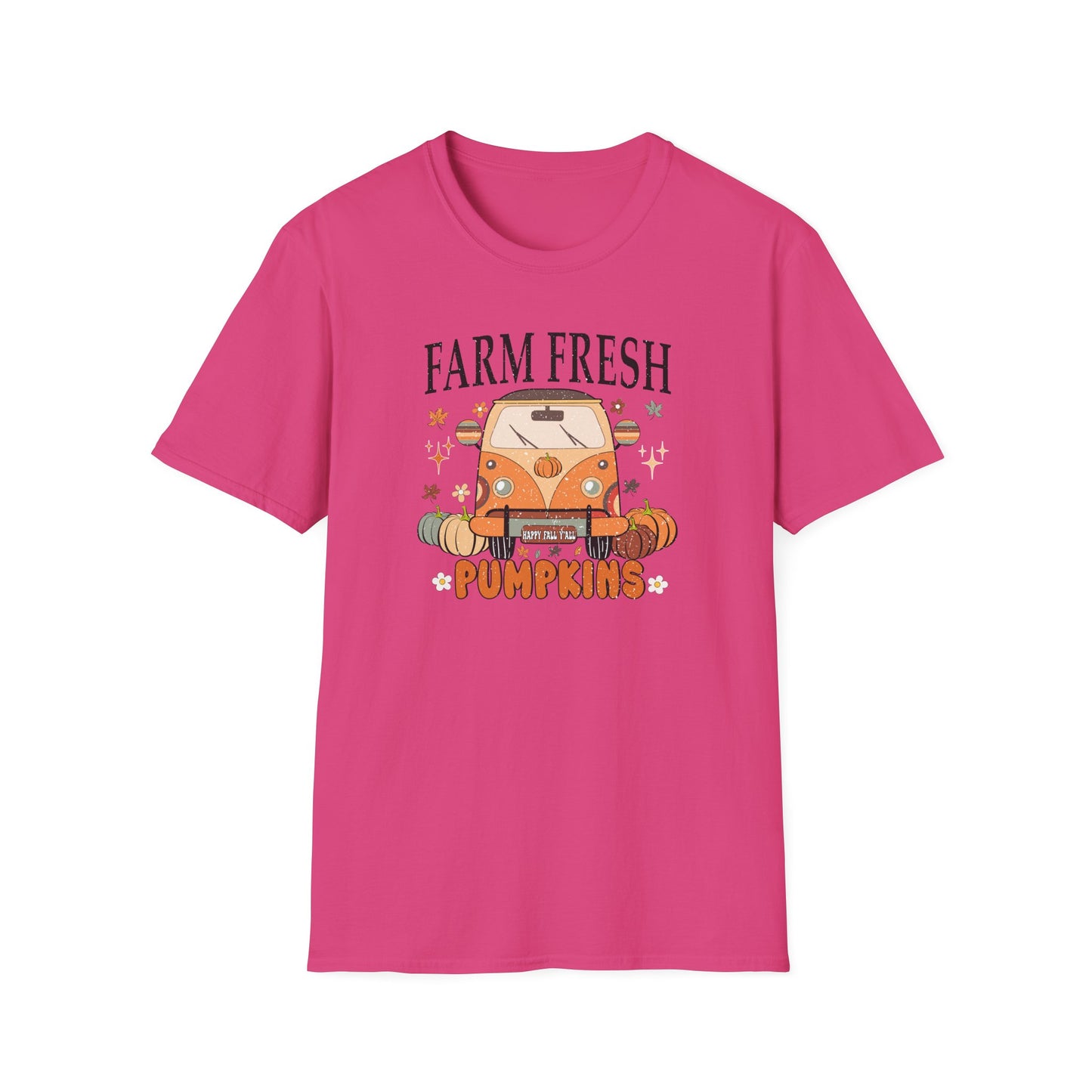 Farm Fresh Pumpkin Happy Fall Yall T-Shirt - Women's Autumn Tee, Thanksgiving Shirt, Pumpkin Thanksgiving Tee, Cozy Fall Tee for Her