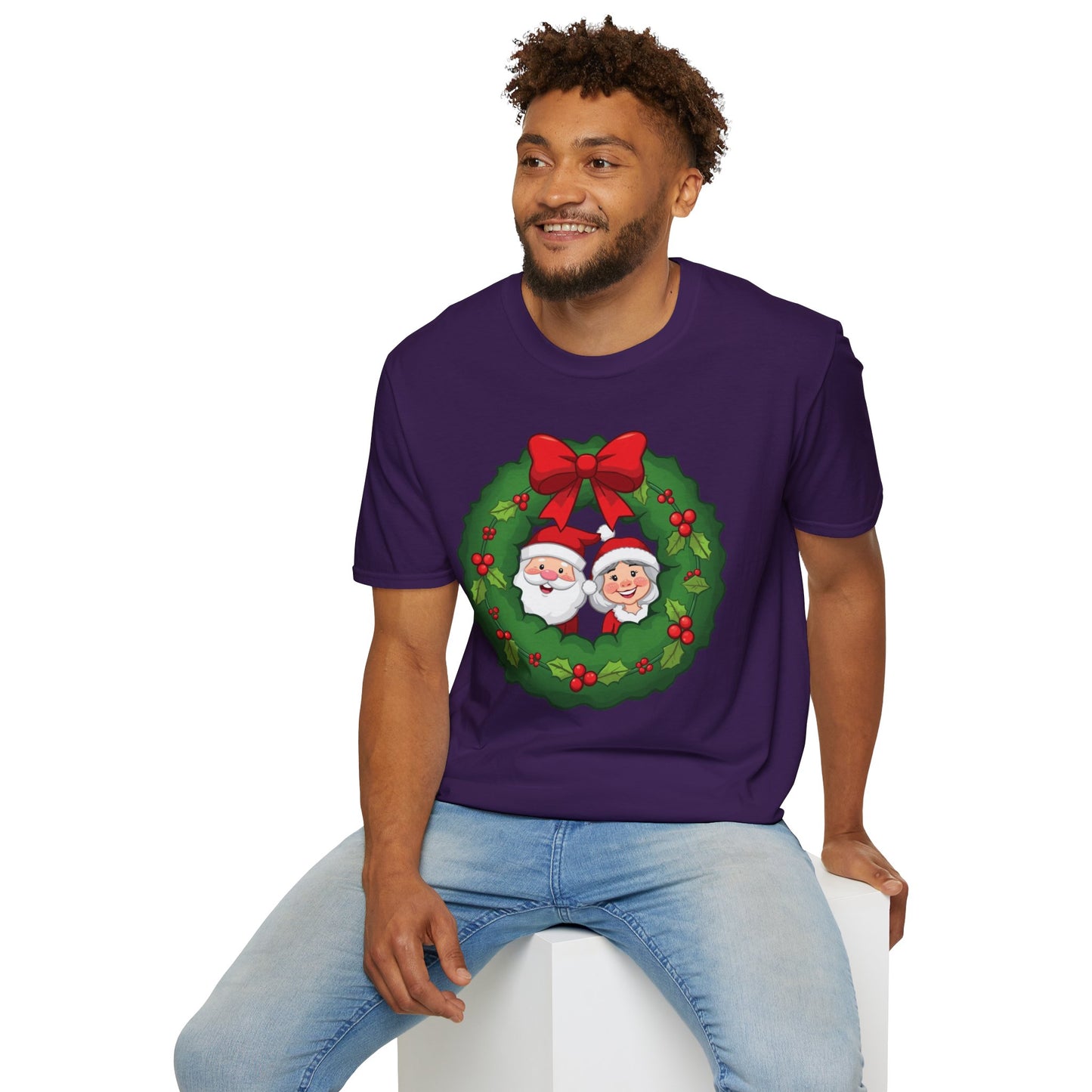 Santa and Mrs. Claus in a Wreath Shirt, Family Christmas Shirts, Christmas T Shirt, Holiday Shirt, Cute Xmas Shirt for the family, Holiday Gift