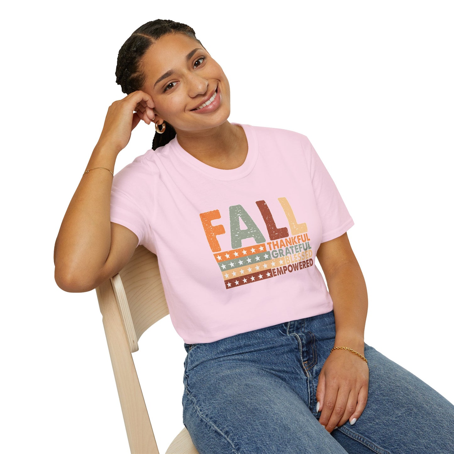 Fall Unisex Softstyle T-Shirt with Inspirational Words, Thankful, Grateful, Blessed, Empowered, Fall Tee, Hope Shirt, Thanksgiving Shirt
