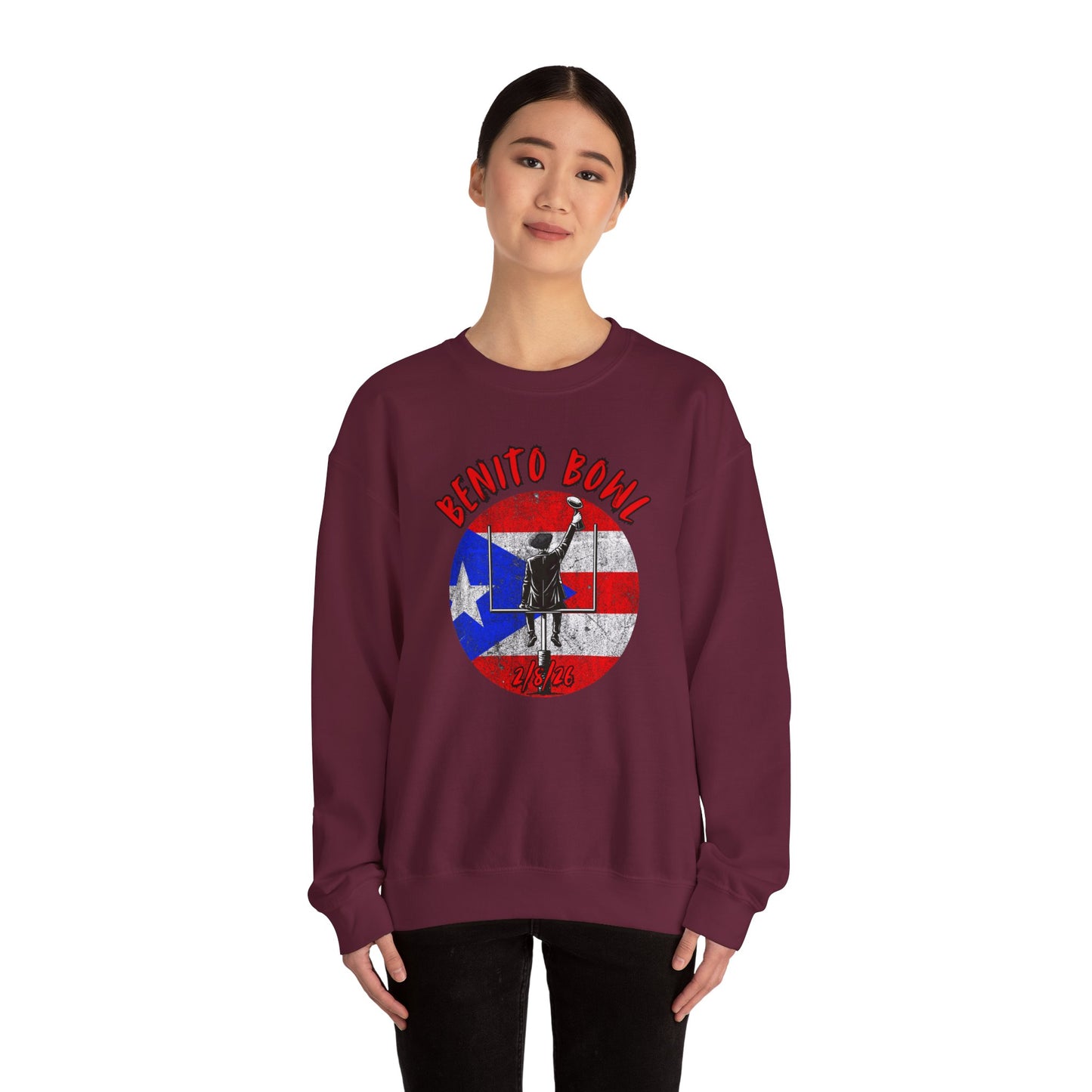 Benito Bowl 2/8/26 Sweatshirt – Puerto Rico Heritage, Boricua Pride Football Fan Sweatshirt