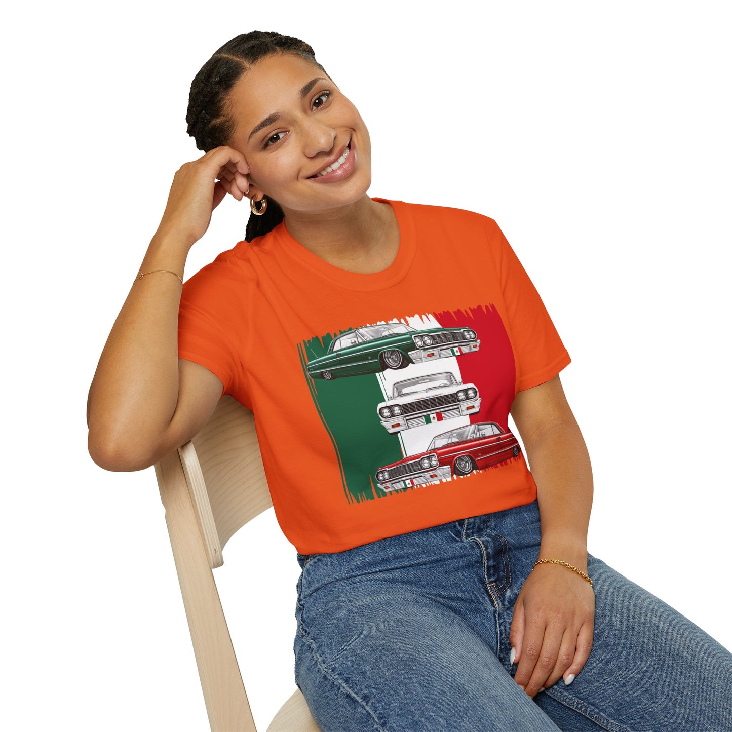 Lowrider Shirt, Mexican Flag Classic Car Tee, Vintage Car Graphic Shirt, Car Enthusiast Gift, Retro Auto Unisex Tee