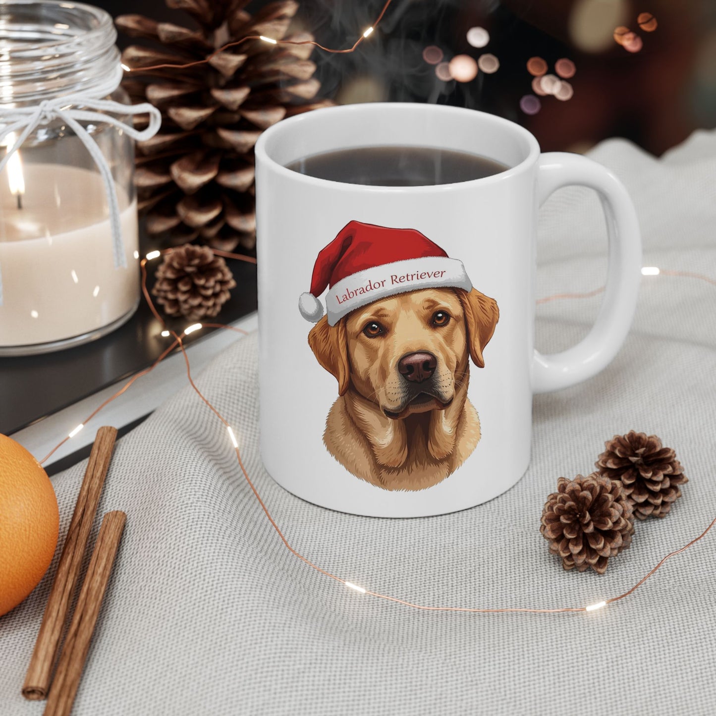 Labrador Retriever Holiday Portrait Mug – Cute Holiday Coffee Cup, Festive Labrador Retriever Dog Ceramic Mug, Christmas Gift Idea (11oz/15oz)