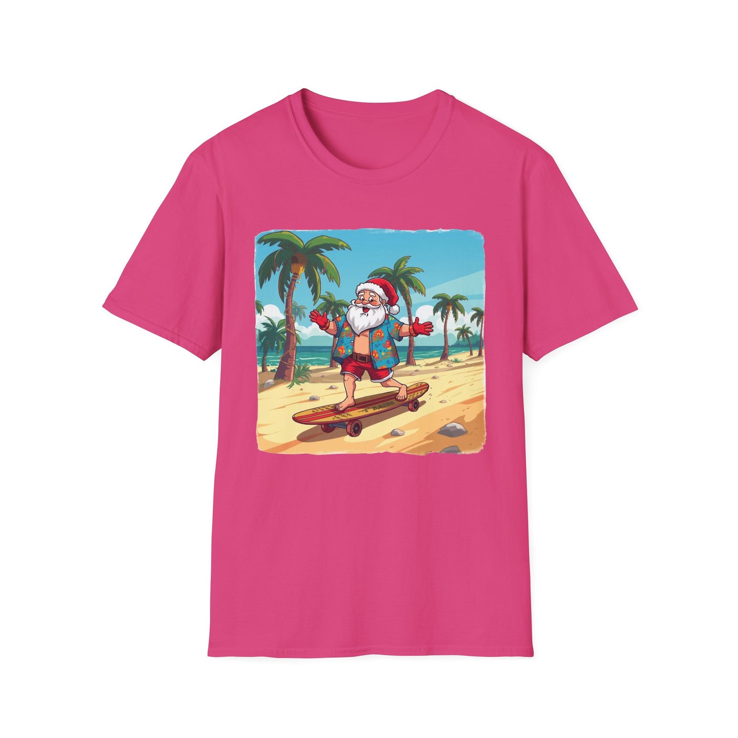 Tropical Santa riding a longboard shirt, Family Christmas Shirts, Christmas T Shirt, Holiday Shirt, Cute Xmas Shirt for the family, Holiday Gift