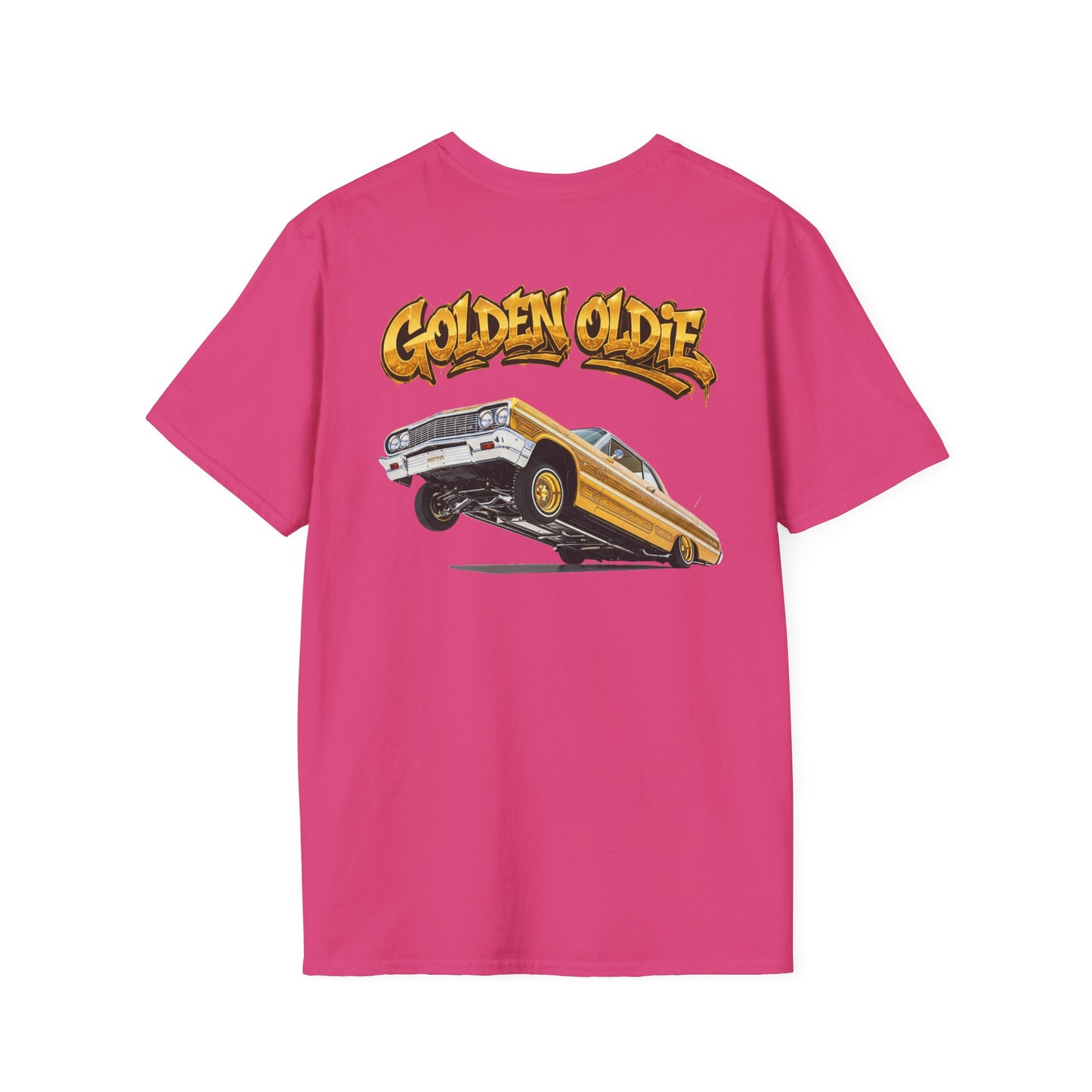 Back Print Lowrider Shirt, Golden Oldie Classic Car Tee, Vintage Car Enthusiast Shirt, Retro Auto Gift, Unisex Car Lover Tee