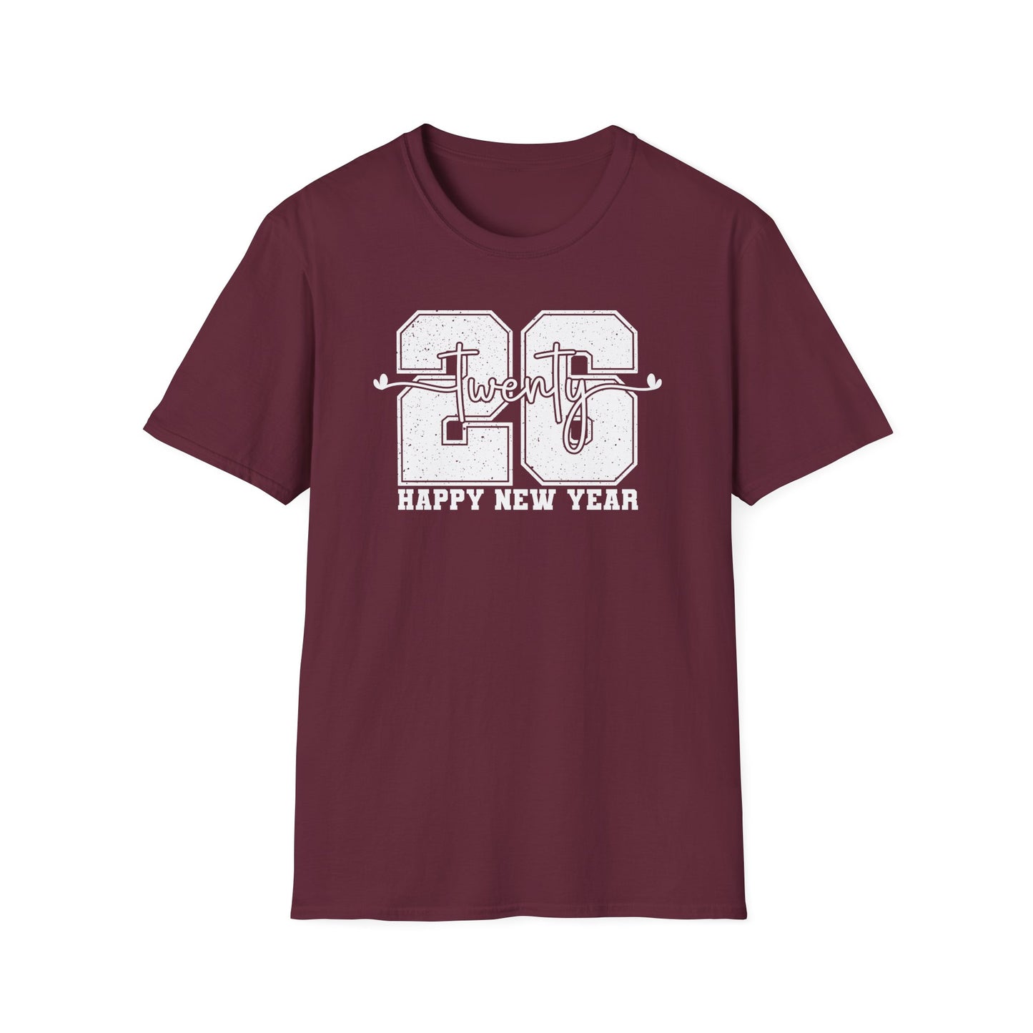 Happy New Year 2026 T-Shirt – Distressed Varsity 26 Twenty New Year Shirt, Retro College Style NYE Tee, New Year’s Eve Party Graphic Top