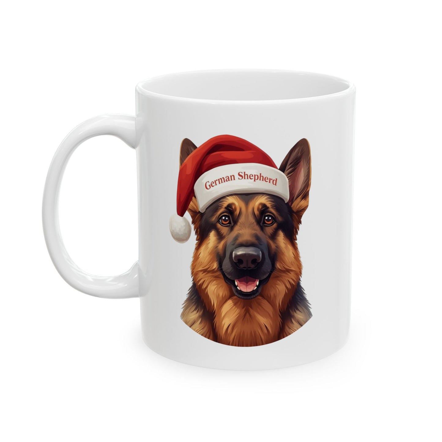 German Shepherd Holiday Portrait Mug – Cute Holiday Coffee Cup, Festive German Shepherd Ceramic Mug, Christmas Gift Idea (11oz/15oz)