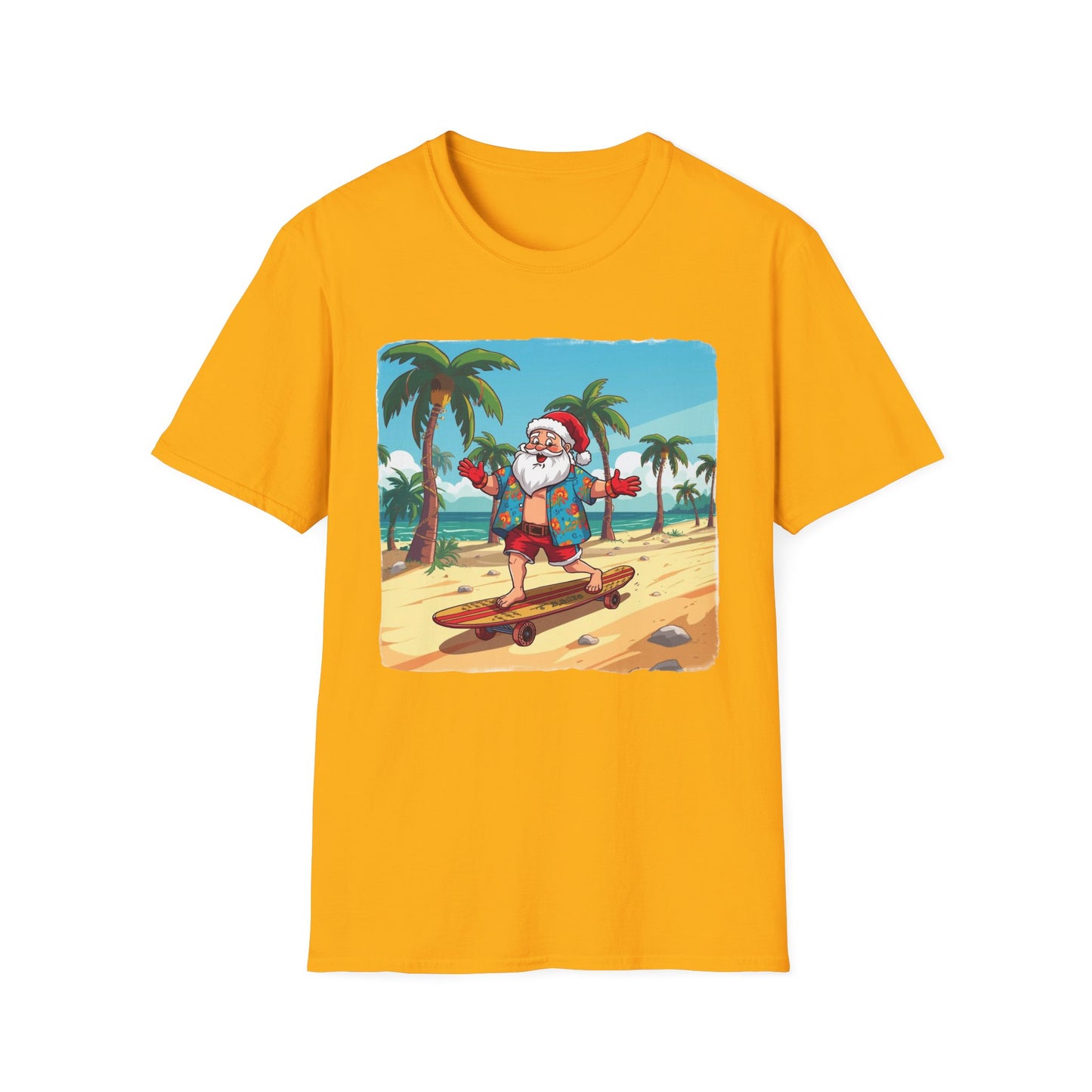 Tropical Santa riding a longboard shirt, Family Christmas Shirts, Christmas T Shirt, Holiday Shirt, Cute Xmas Shirt for the family, Holiday Gift