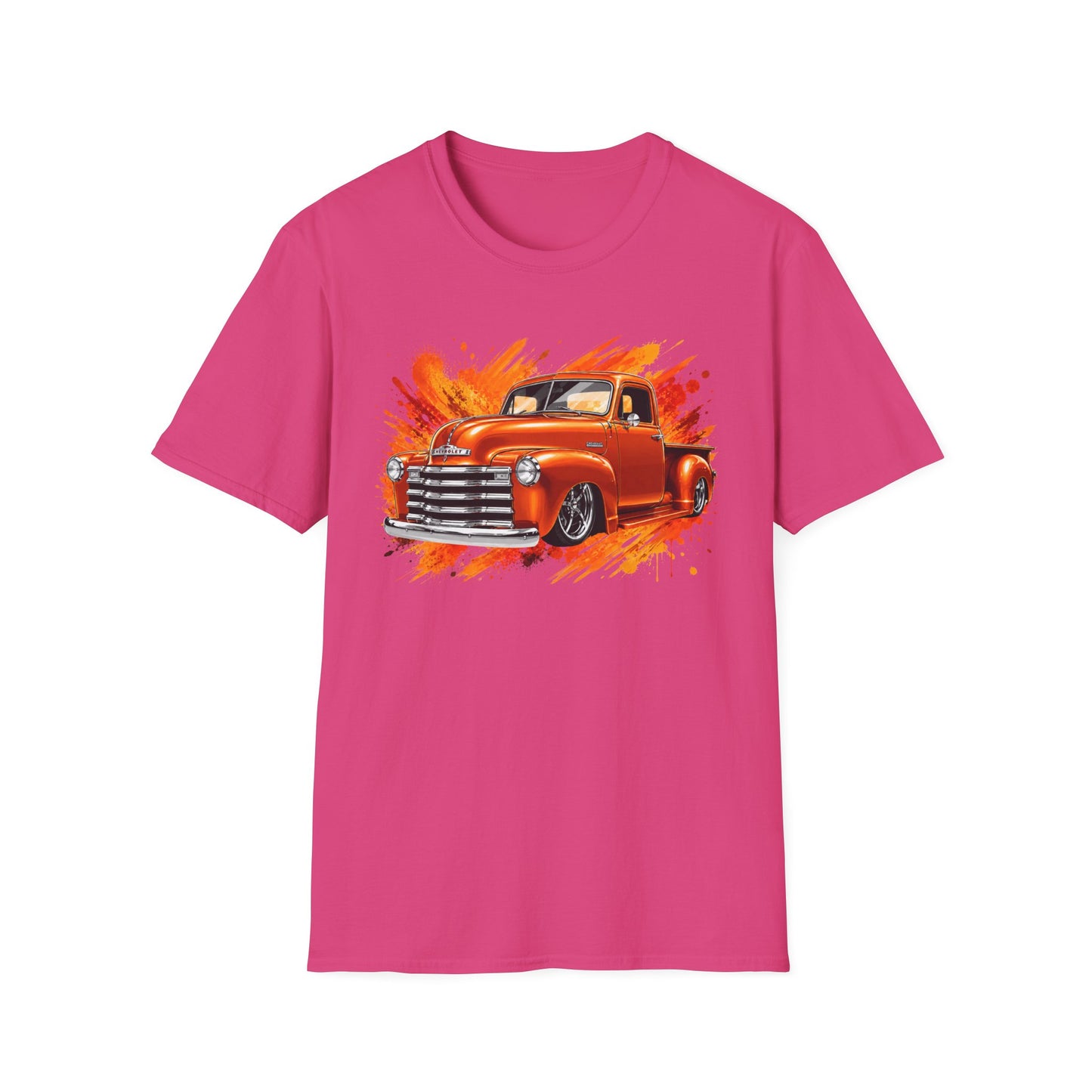 Orange Classic Truck T-Shirt, Vintage Pickup Graphic Tee, Custom Truck Shirt for Car Lovers