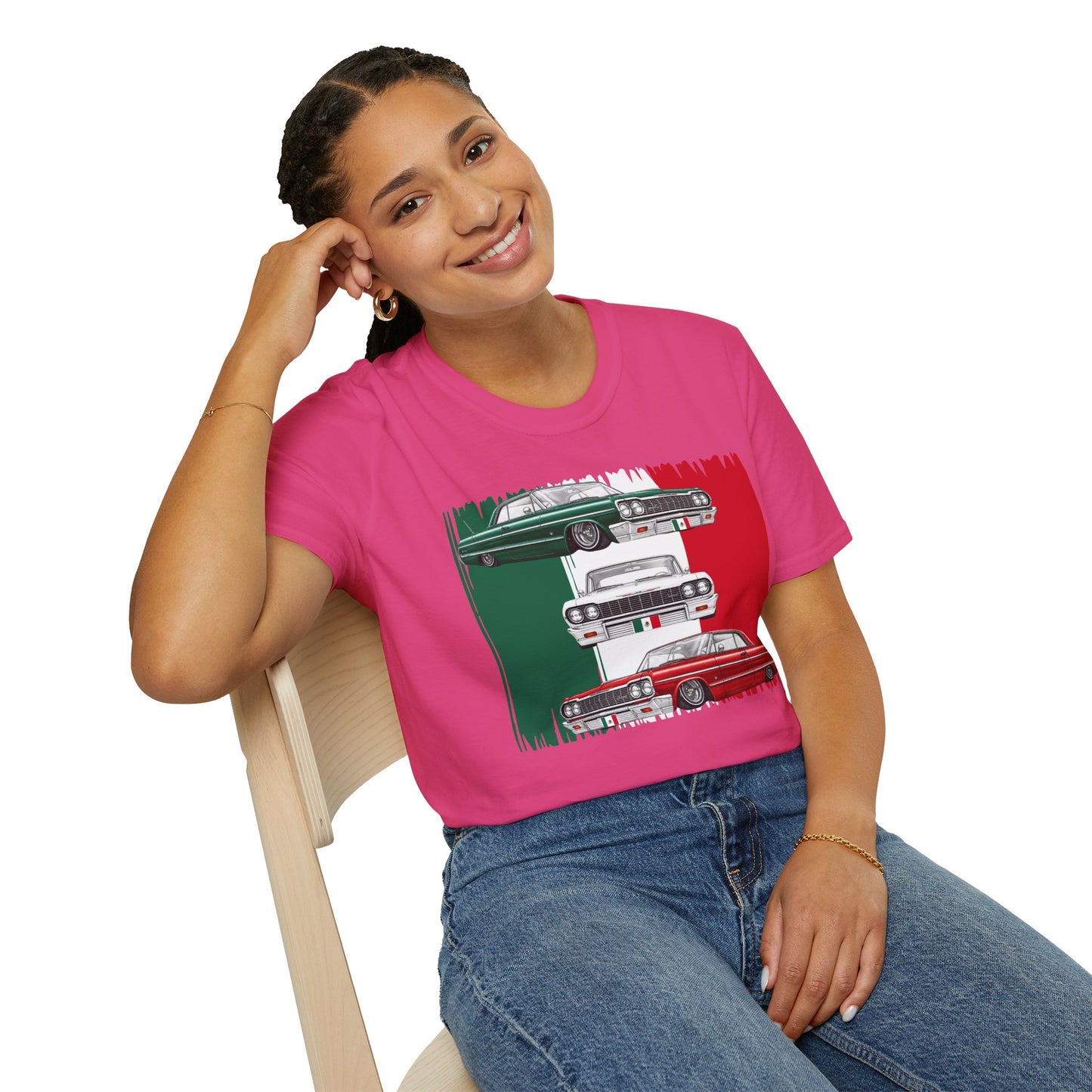 Lowrider Shirt, Mexican Flag Classic Car Tee, Vintage Car Graphic Shirt, Car Enthusiast Gift, Retro Auto Unisex Tee