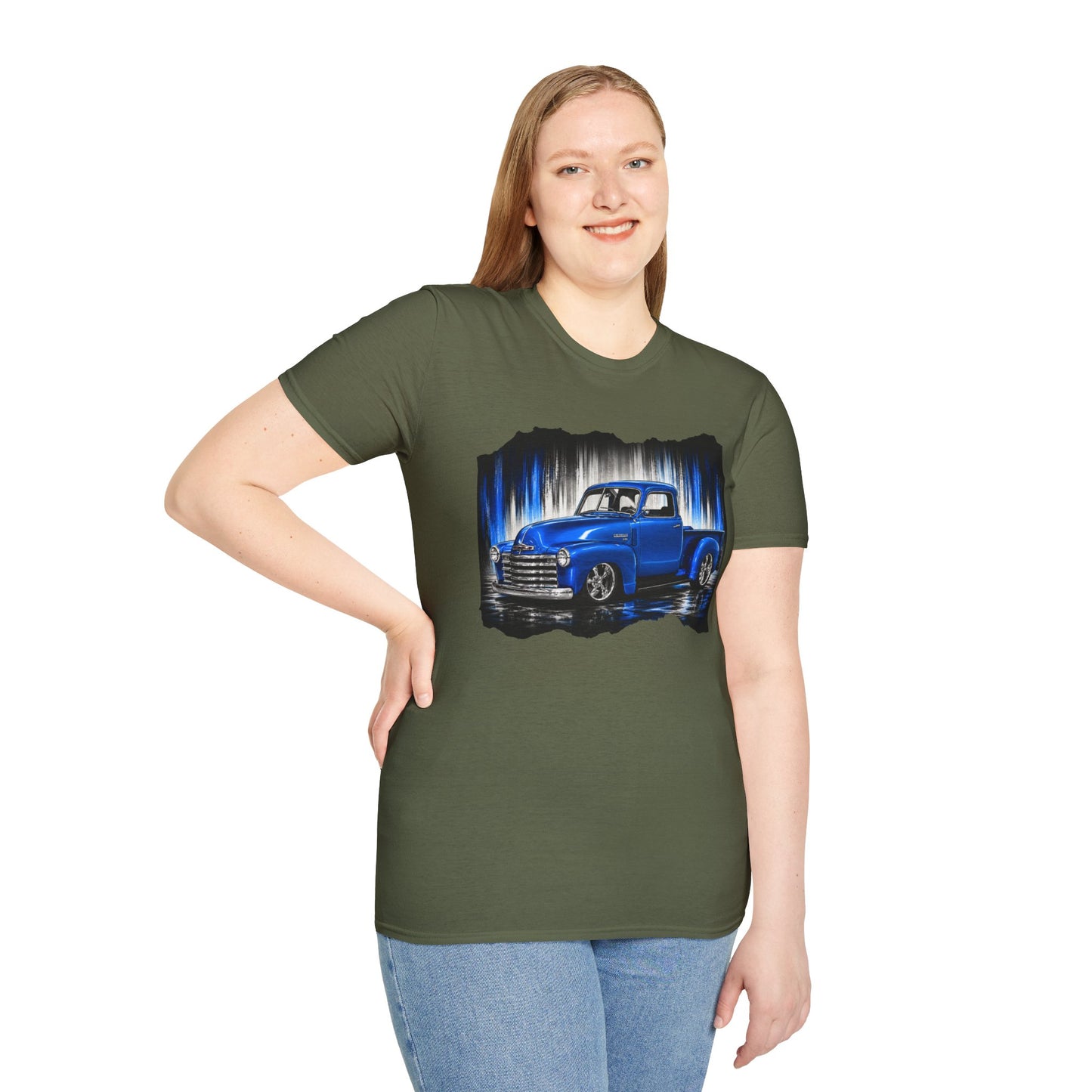 Vintage Truck Shirt, Blue Pickup Truck Tee, Classic Truck Graphic Shirt, Truck Enthusiast Gift, Retro Auto Unisex Tee