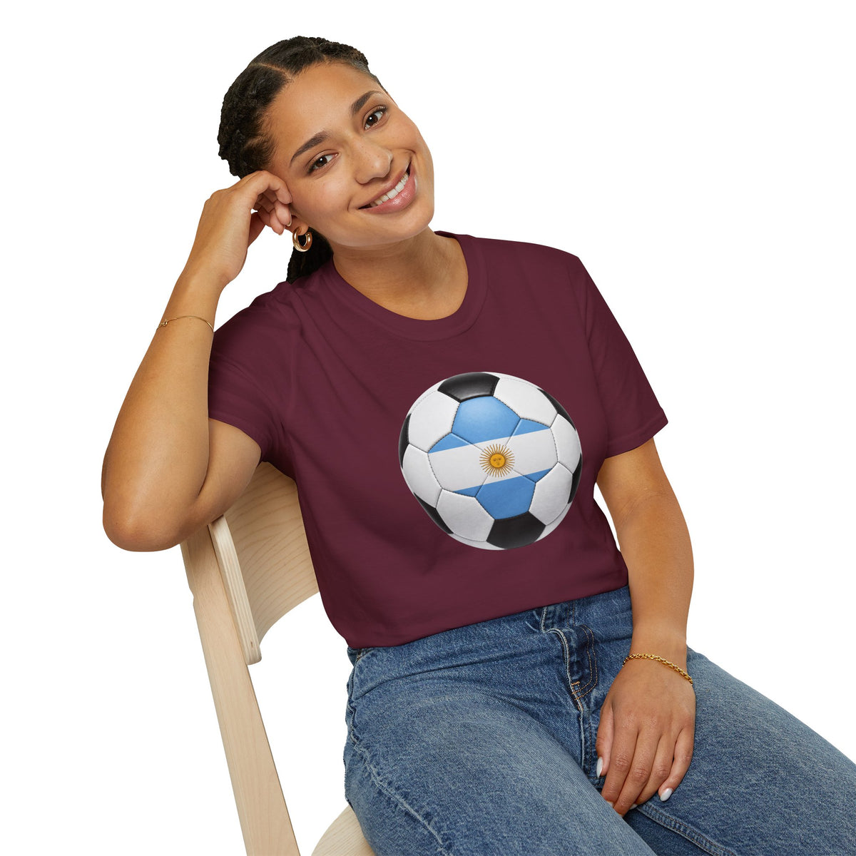Argentina Soccer Ball Shirt, Argentina Futbol Tee, Light Blue White Soccer T-Shirt, Game Day Fan Shirt, Sports Gift