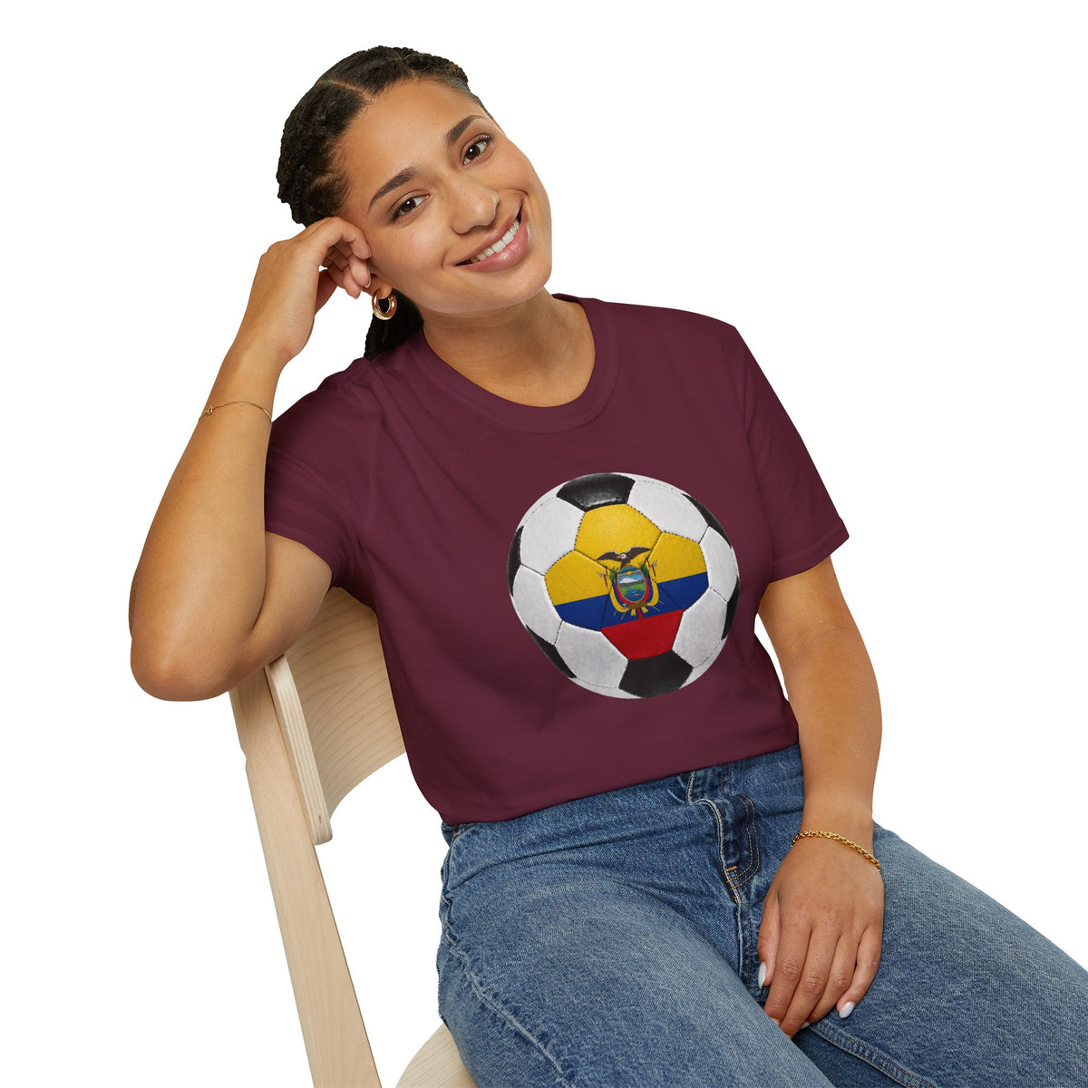 Ecuador Soccer Ball Shirt, Ecuador Futbol Tee, Yellow Blue Red Soccer T-Shirt, Game Day Fan Shirt, Sports Gift