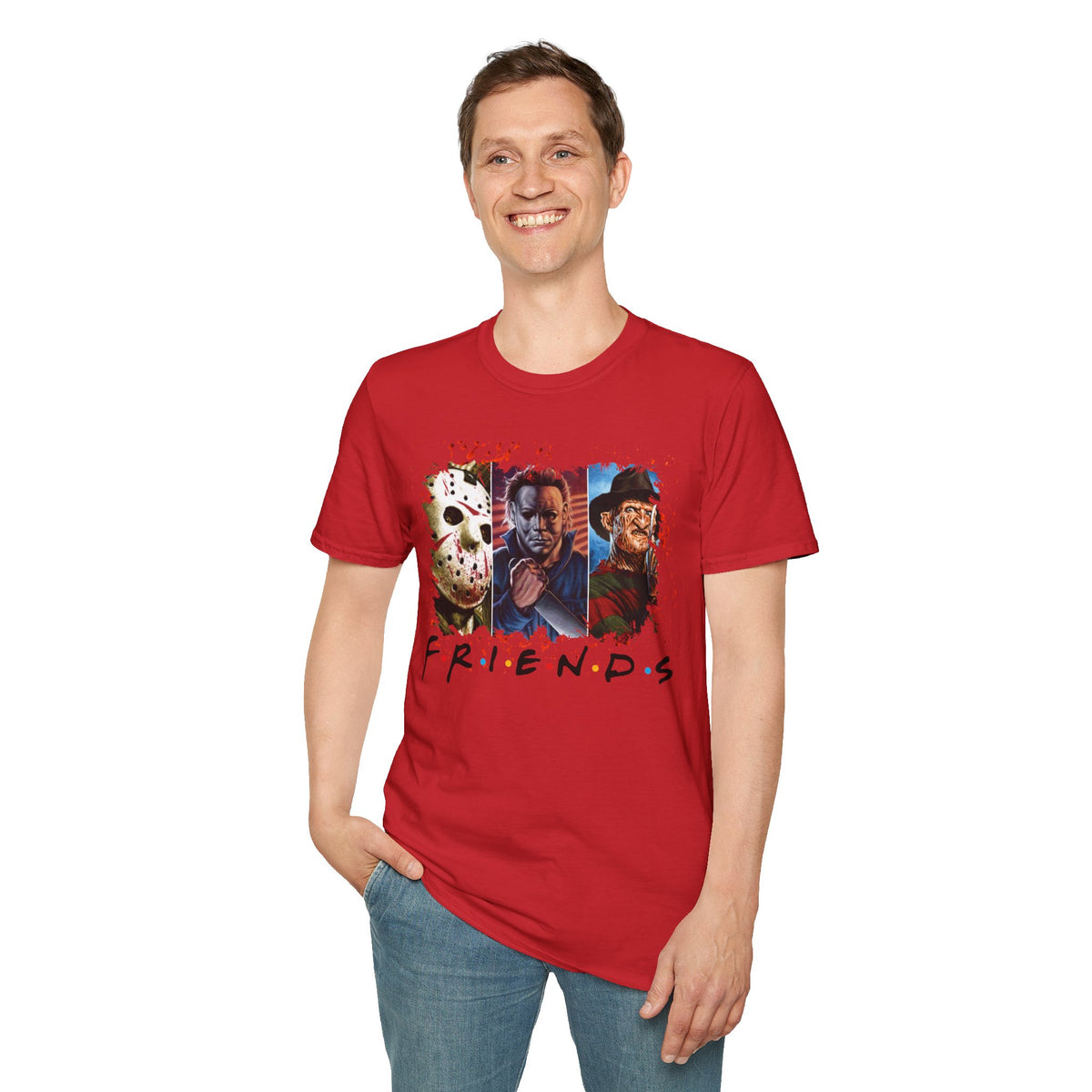 Horror Movie Villains Halloween Friends Softstyle T-Shirt, Scary Movie Tee, Halloween Shirt, Horror Movie Fan Gift, Horror Movie Characters