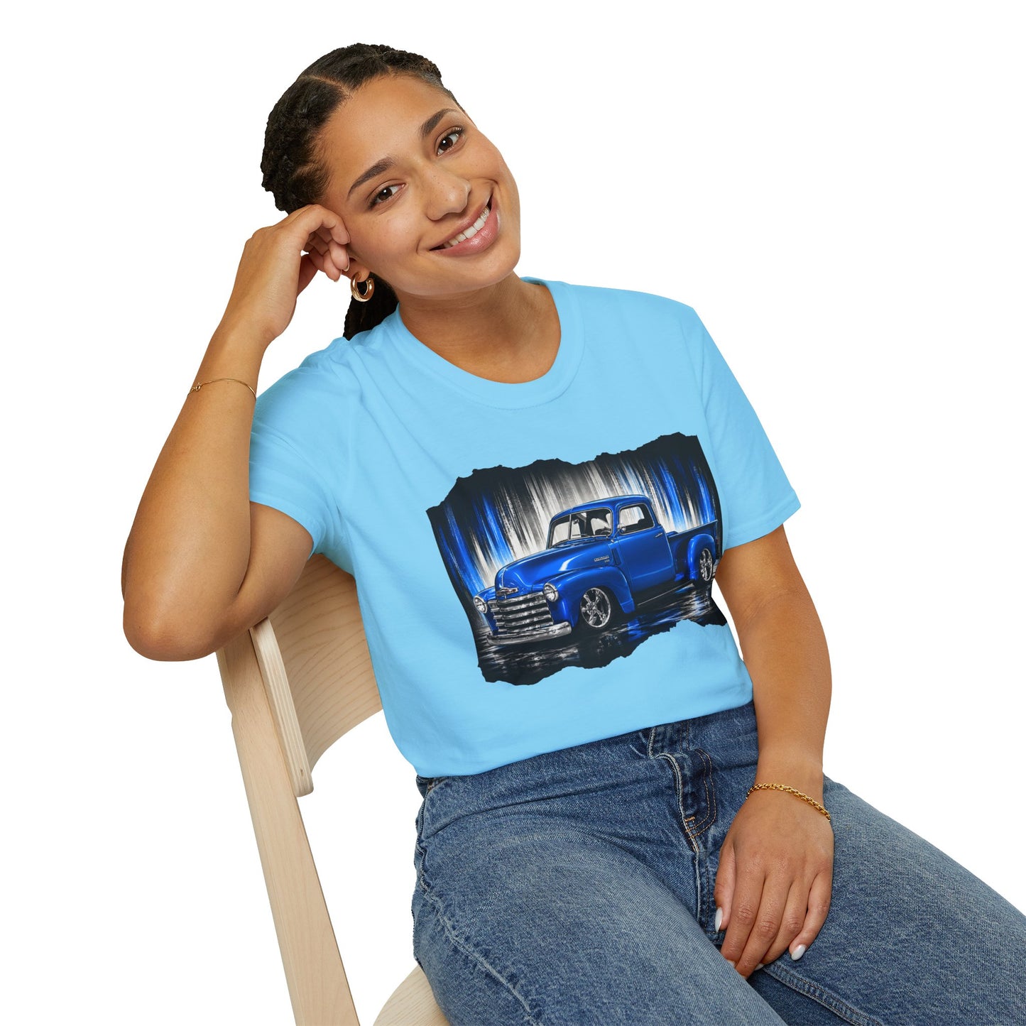 Vintage Truck Shirt, Blue Pickup Truck Tee, Classic Truck Graphic Shirt, Truck Enthusiast Gift, Retro Auto Unisex Tee