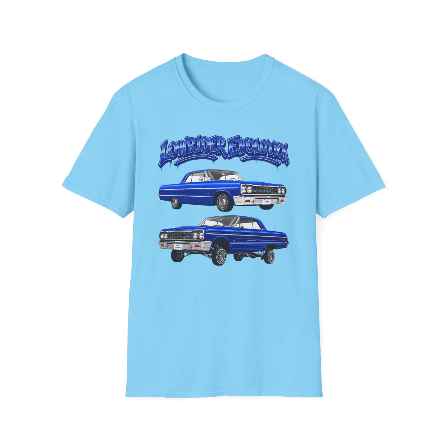Classic Lowrider Shirt, Lowrider Evolution Tee, Blue Vintage Car Shirt, Car Enthusiast Gift, Retro Auto Graphic Tee