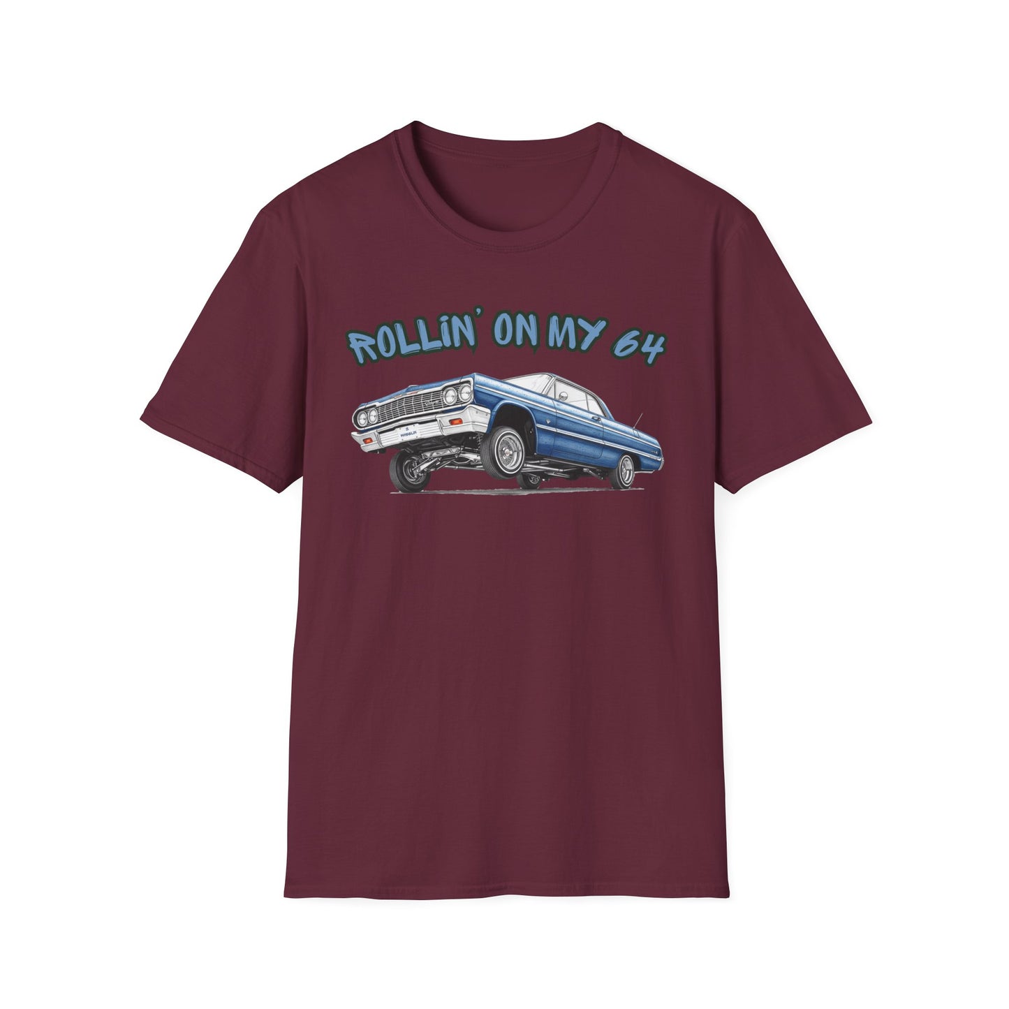 Lowrider Shirt, Rollin On My 64 Tee, Classic Car Graphic Shirt, Vintage Car Enthusiast Gift, Retro Auto Unisex Tee