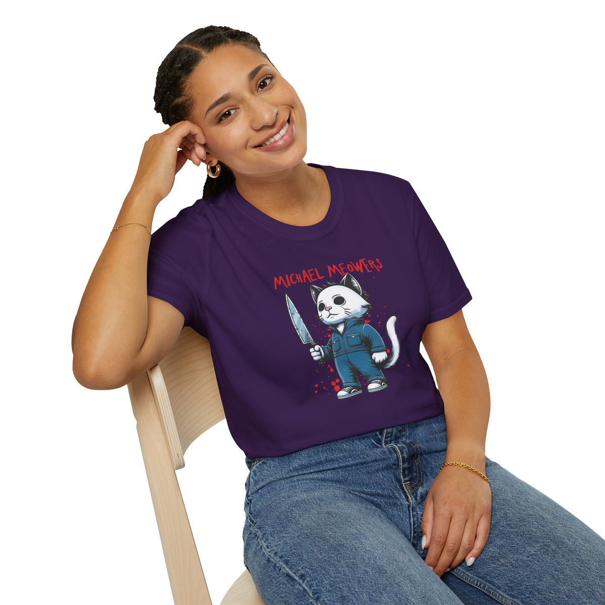 Michael Meowers Halloween Funny Cat T-Shirt, Scary Movie Tee, Halloween Cat Shirt, Horror Movie Cat Fan Gift, Horror Movie Character