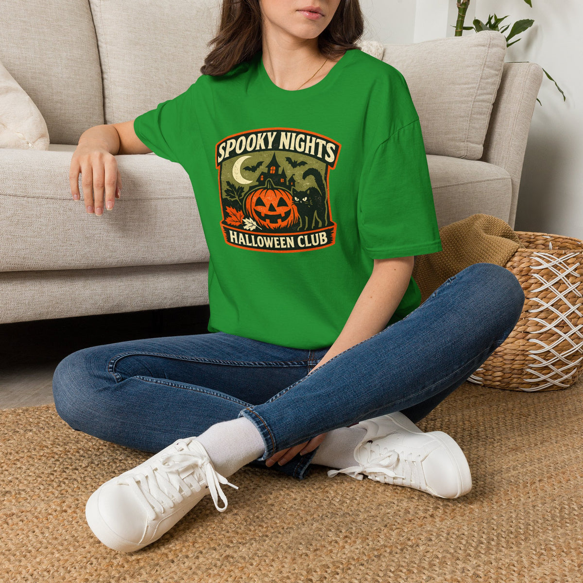 Halloween Black Cat Shirt, Spooky Nights Halloween Club Tee, Pumpkin Cat T-Shirt, Cute Halloween Shirt, Fall Graphic Tee