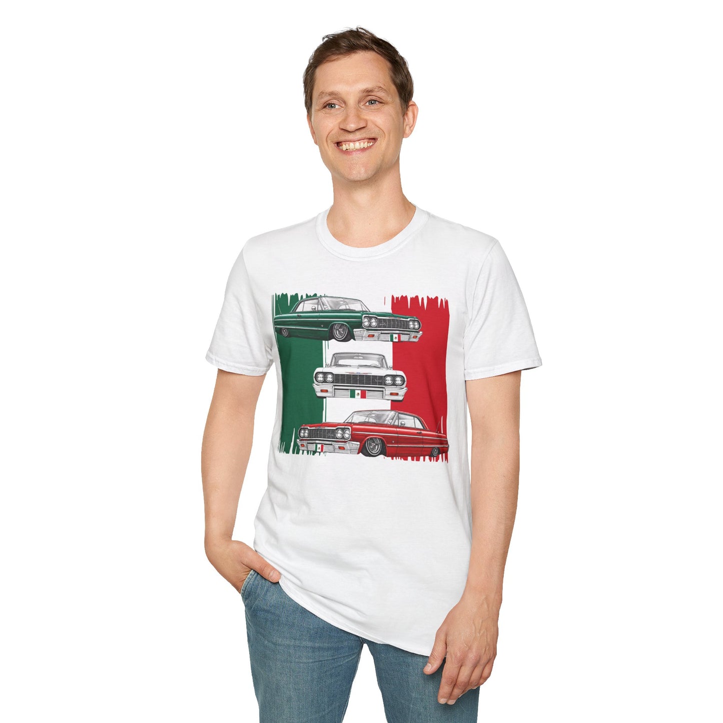 Lowrider Shirt, Mexican Flag Classic Car Tee, Vintage Car Graphic Shirt, Car Enthusiast Gift, Retro Auto Unisex Tee