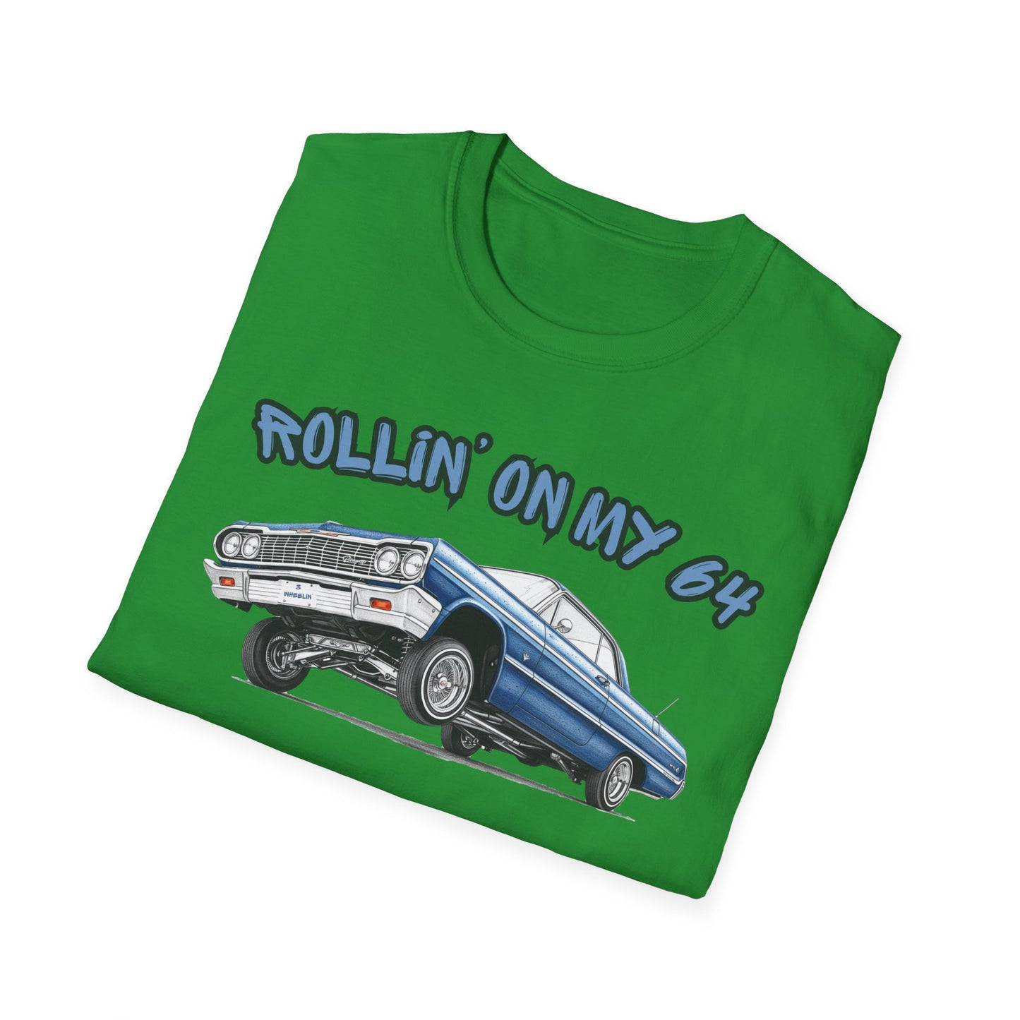 Lowrider Shirt, Rollin On My 64 Tee, Classic Car Graphic Shirt, Vintage Car Enthusiast Gift, Retro Auto Unisex Tee