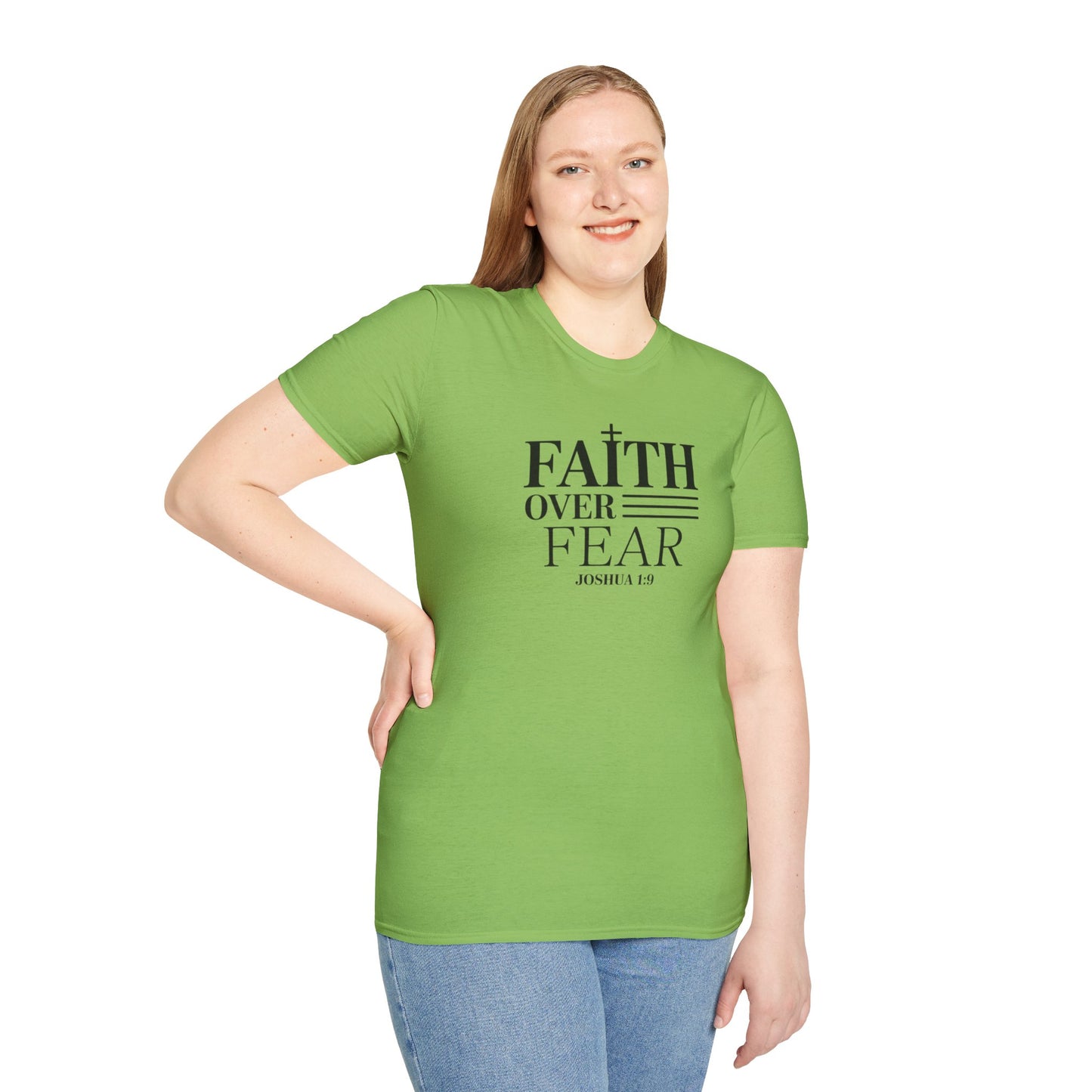 Faith Over Fear T-Shirt – Joshua 1:9 Bible Verse Shirt, Christian Inspirational Scripture Tee