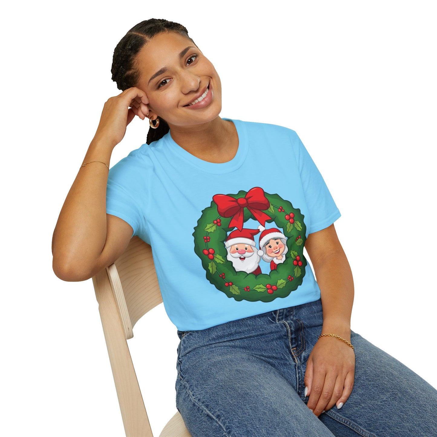 Santa and Mrs. Claus in a Wreath Shirt, Family Christmas Shirts, Christmas T Shirt, Holiday Shirt, Cute Xmas Shirt for the family, Holiday Gift