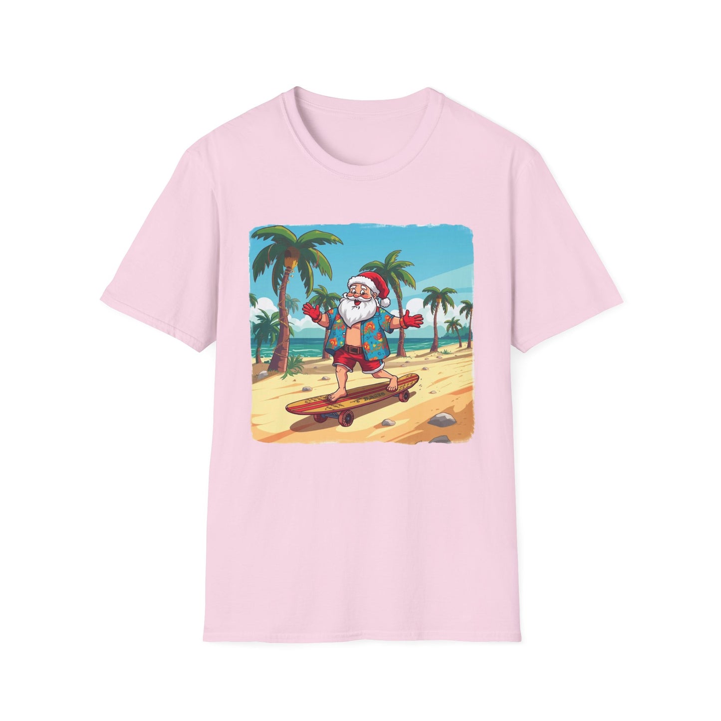 Tropical Santa riding a longboard shirt, Family Christmas Shirts, Christmas T Shirt, Holiday Shirt, Cute Xmas Shirt for the family, Holiday Gift