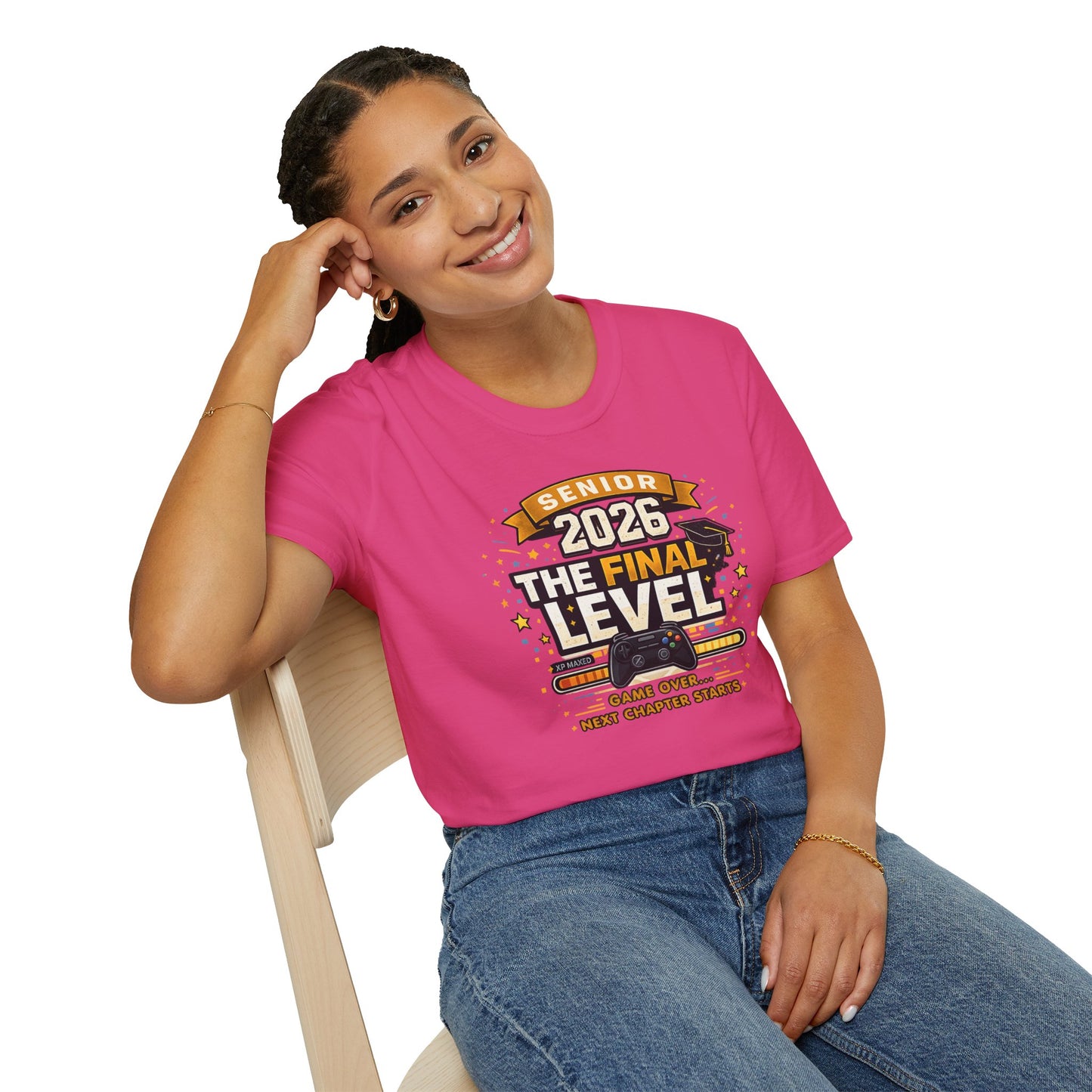 Senior 2026 The Final Level Gamer Graduation T-Shirt, Class of 2026 Game Over Next Chapter Starts Tee for Boys Girls Grad