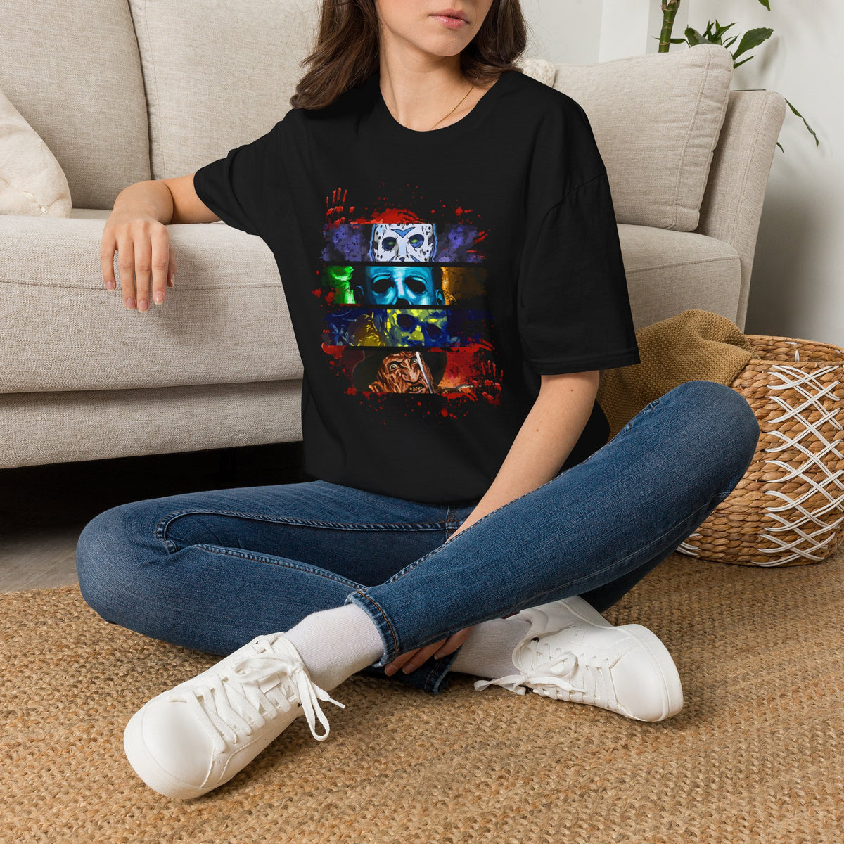 Horror Movie Villains Halloween Softstyle T-Shirt, Scary Movie Tee, Halloween Shirt, Horror Movie Fan Gift, Horror Movie Characters